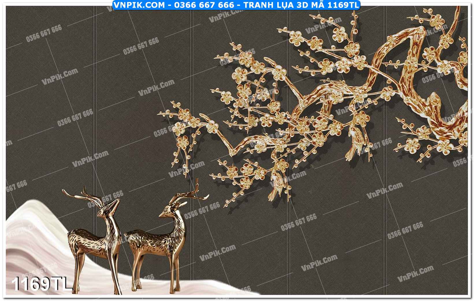 Tranh lụa 3D – Tranh trang trí dán tường 1169TL