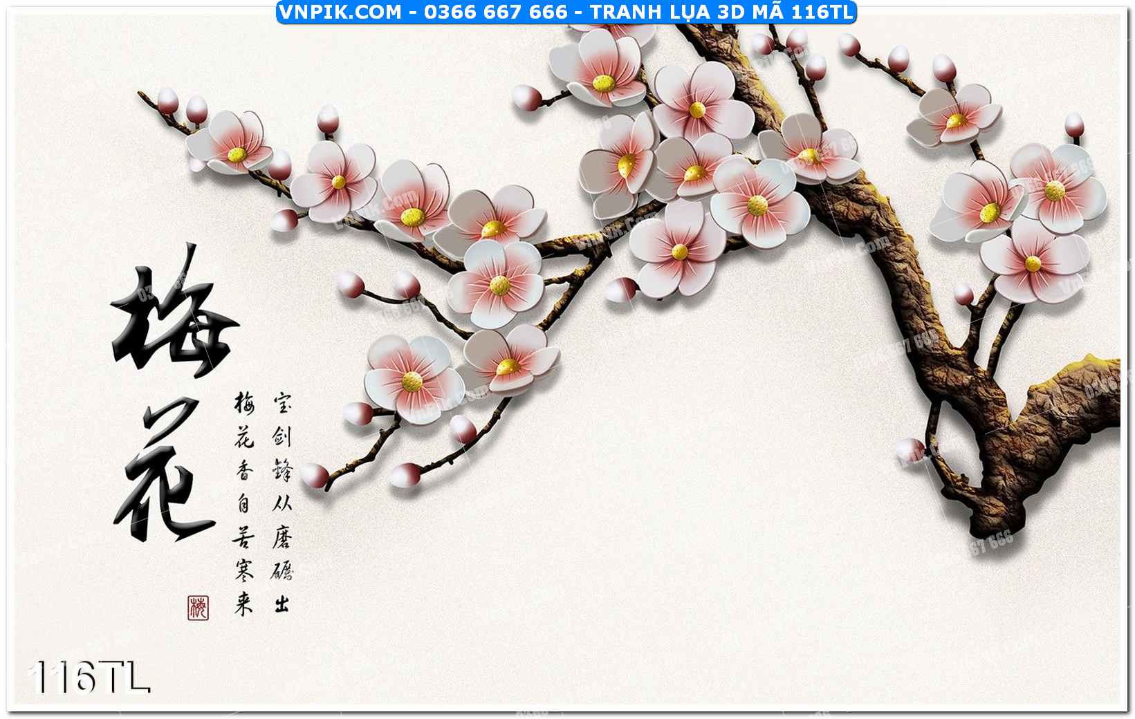 Tranh lụa 3D – Tranh trang trí dán tường 116TL