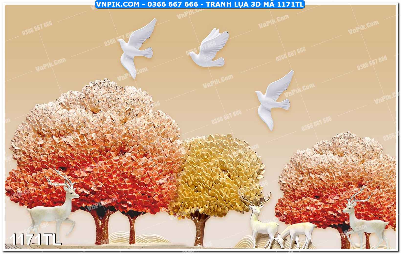 Tranh lụa 3D – Tranh trang trí dán tường 1171TL