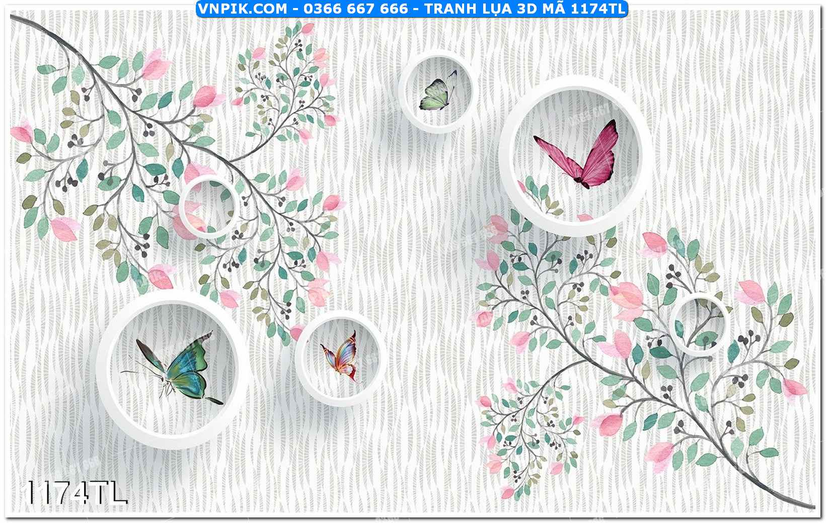 Tranh lụa 3D – Tranh trang trí dán tường 1174TL