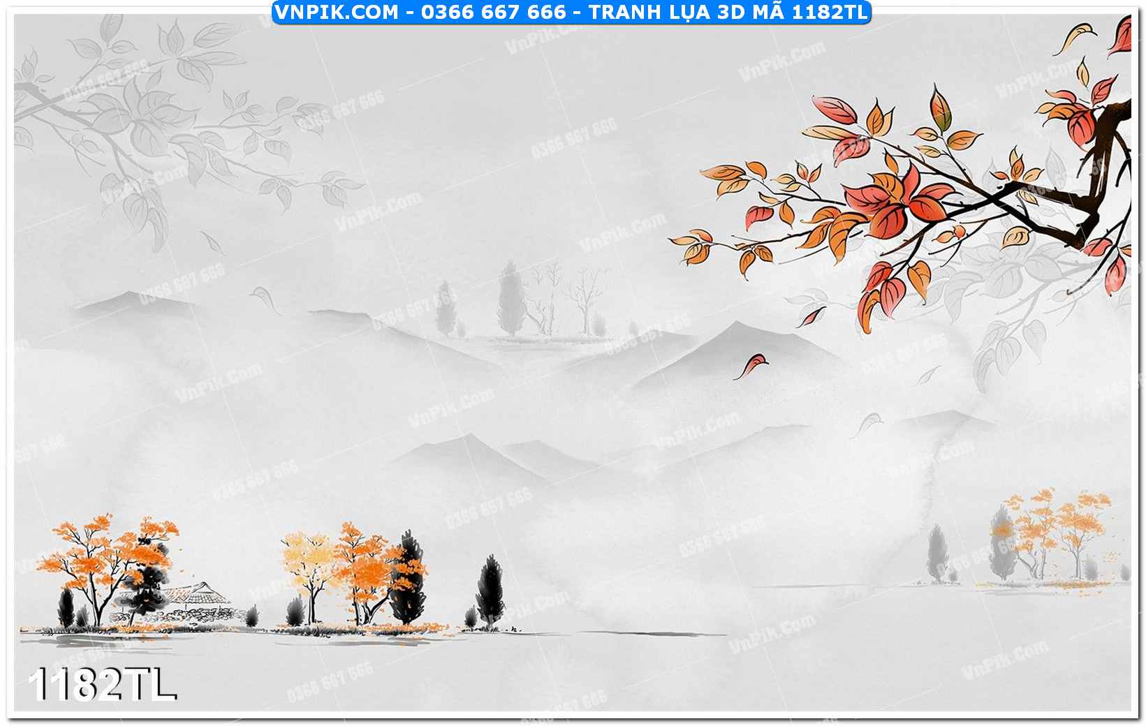 Tranh lụa 3D – Tranh trang trí dán tường 1182TL