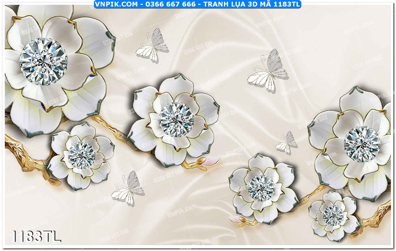 Tranh lụa 3D – Tranh trang trí dán tường 1183TL