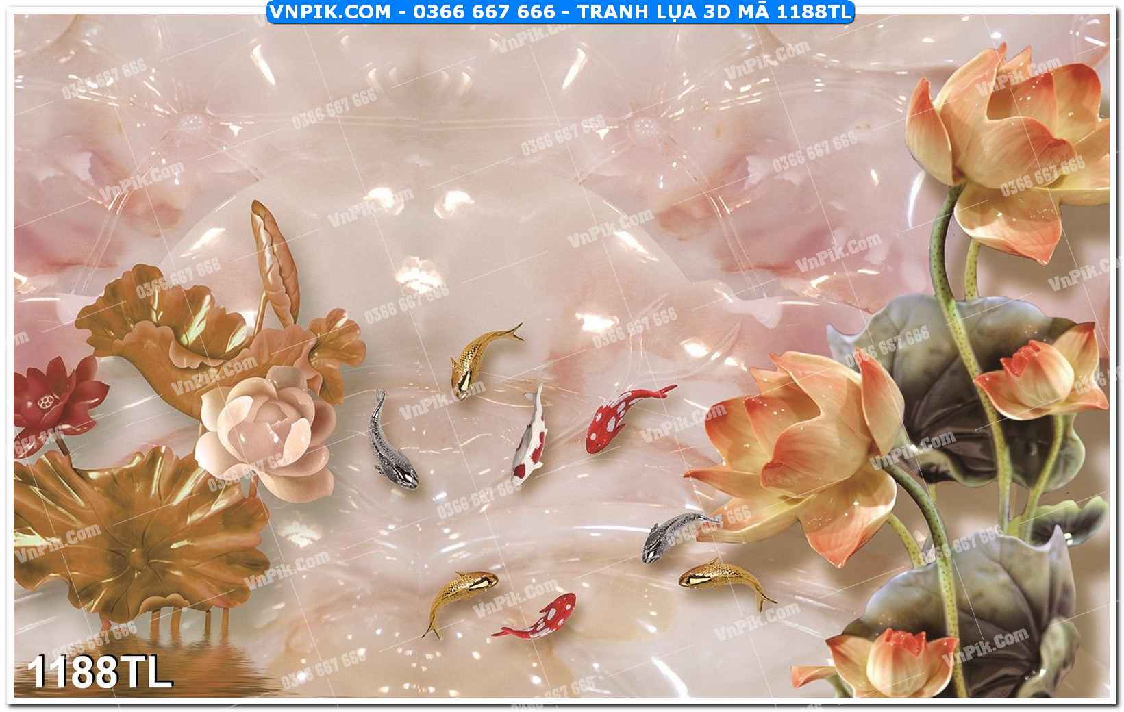 Tranh lụa 3D – Tranh trang trí dán tường 1188TL