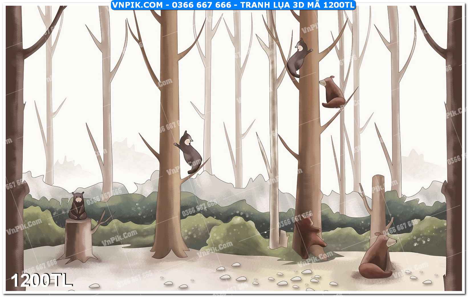 Tranh lụa 3D – Tranh trang trí dán tường 1200TL