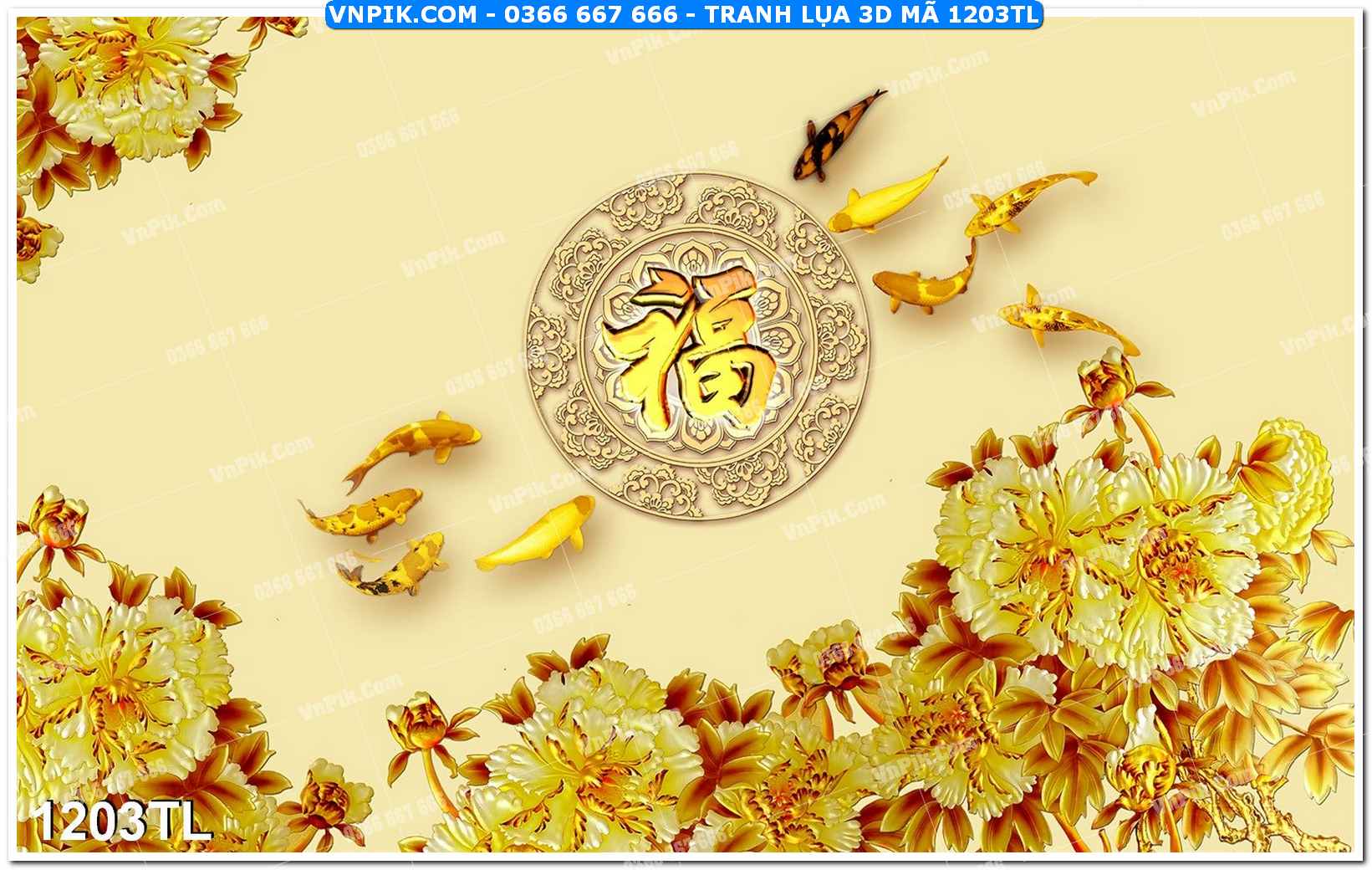 Tranh lụa 3D – Tranh trang trí dán tường 1203TL