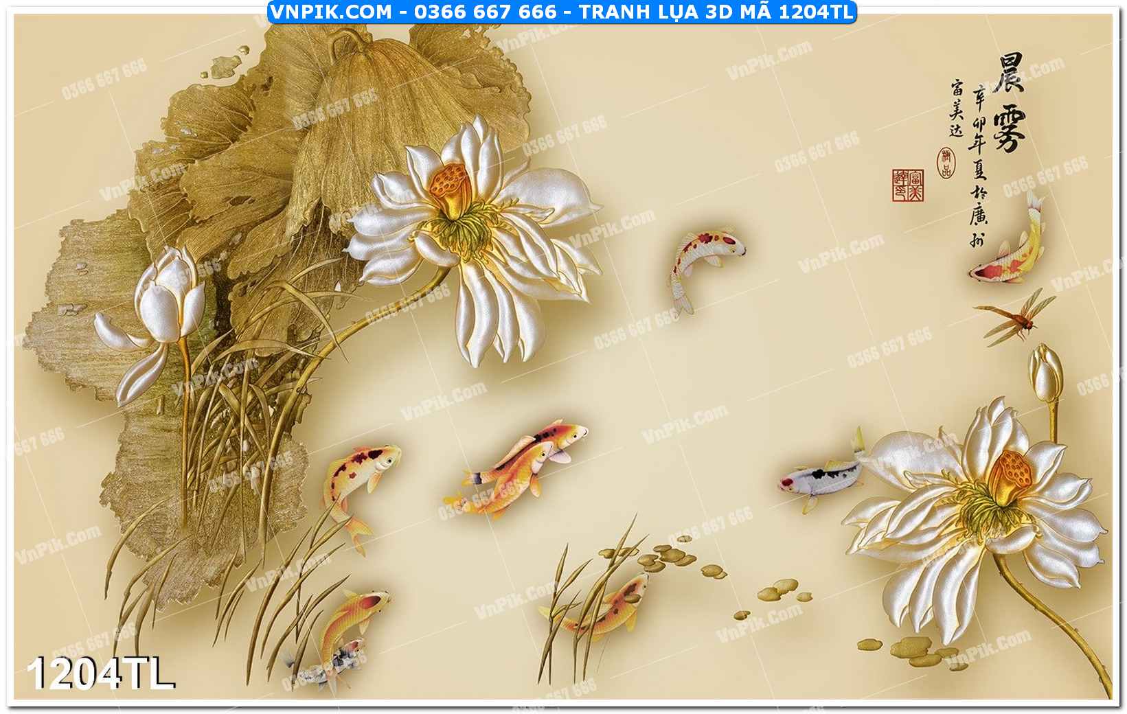 Tranh lụa 3D – Tranh trang trí dán tường 1204TL