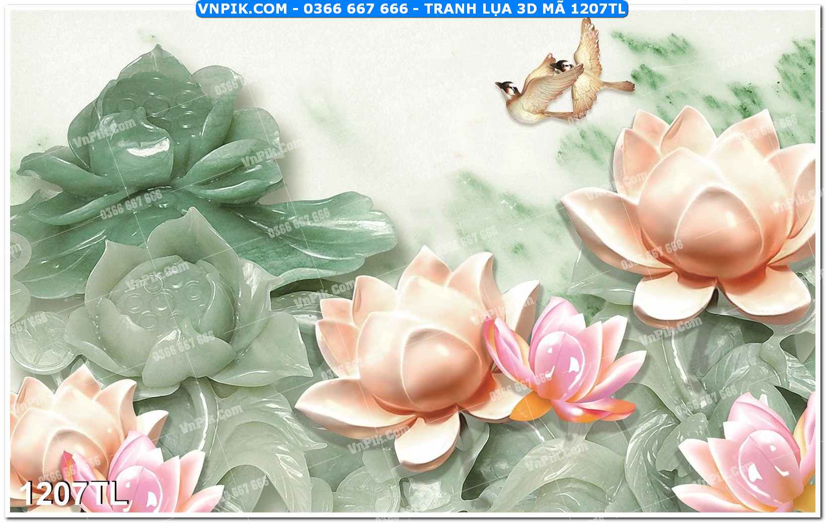 Tranh lụa 3D – Tranh trang trí dán tường 1207TL