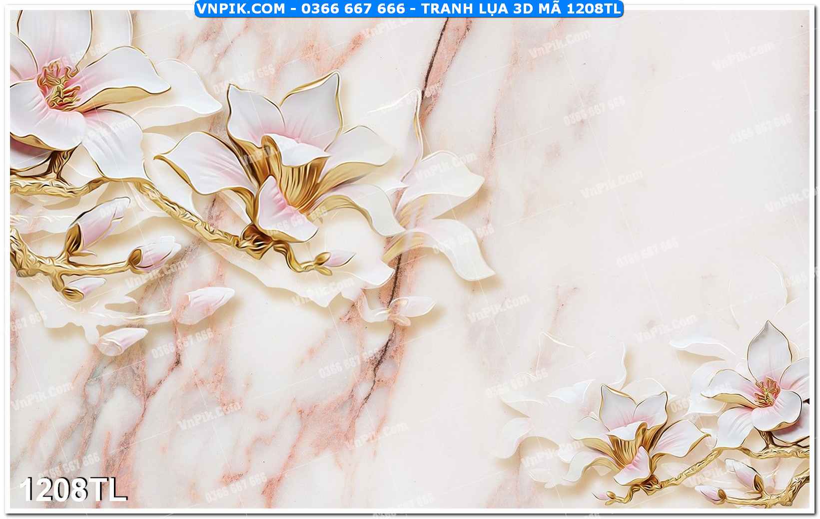 Tranh lụa 3D – Tranh trang trí dán tường 1208TL