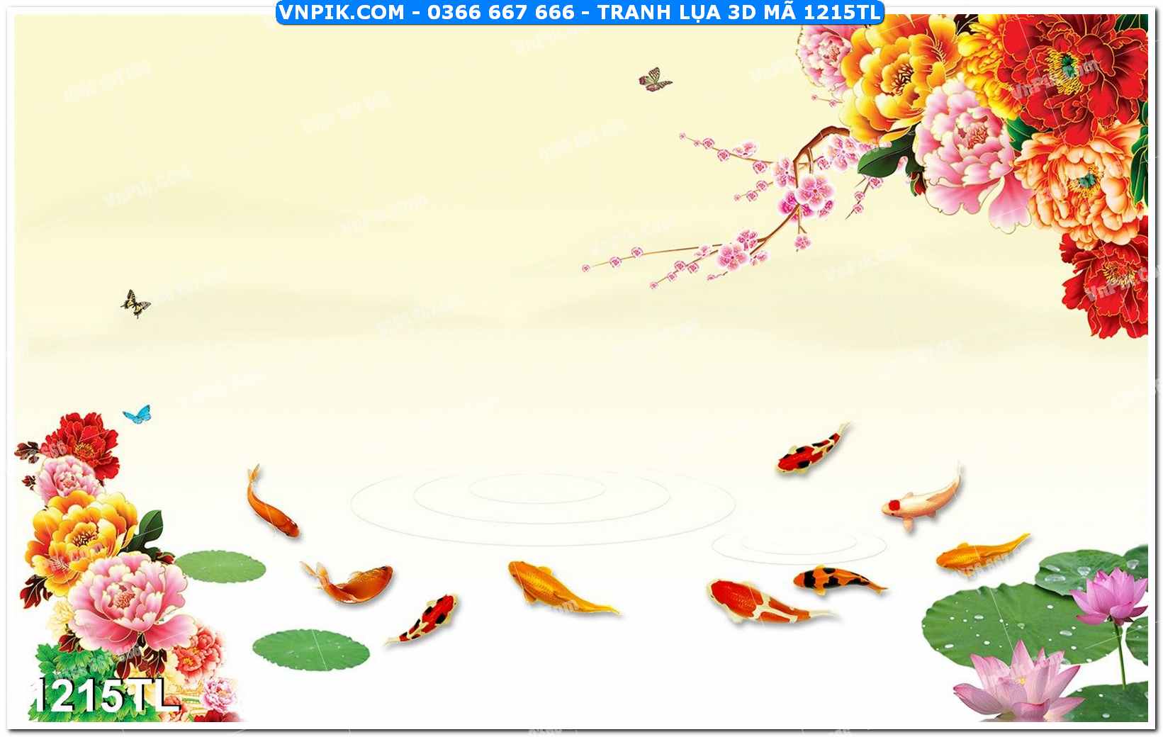 Tranh lụa 3D – Tranh trang trí dán tường 1215TL