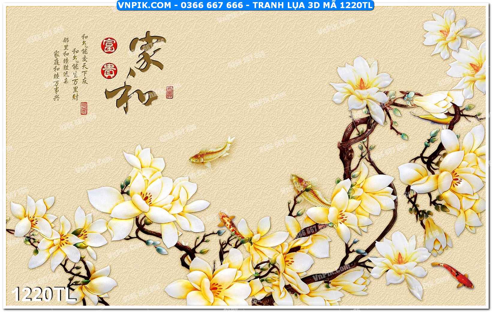 Tranh lụa 3D – Tranh trang trí dán tường 1220TL