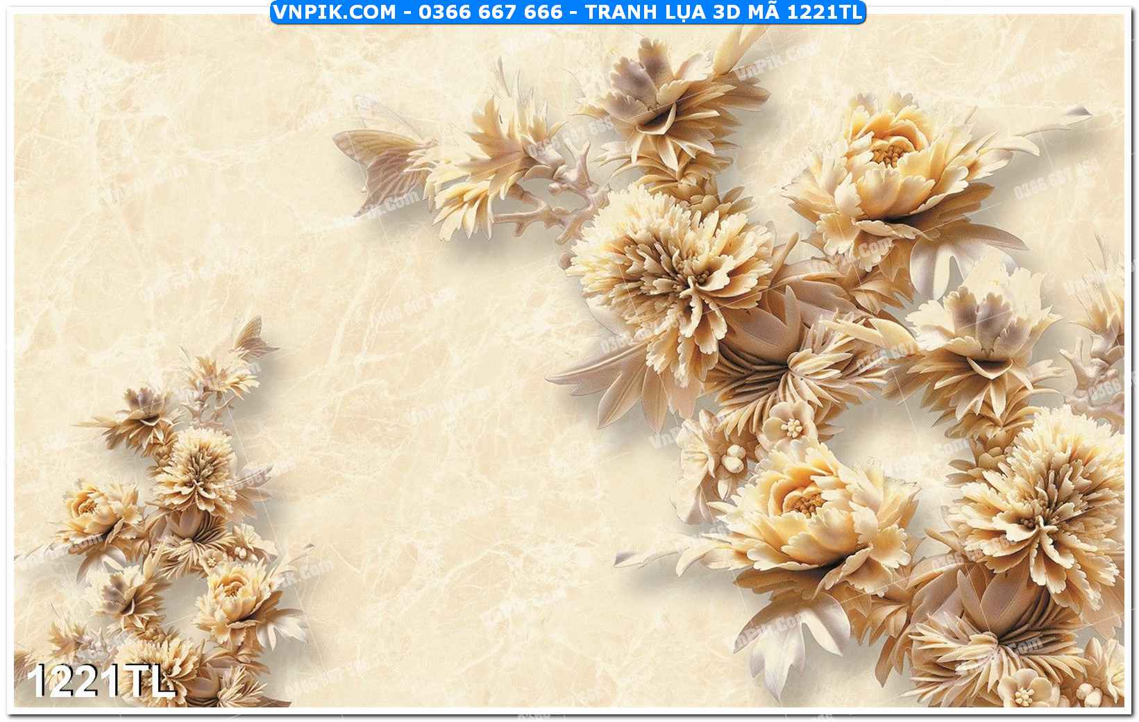 Tranh lụa 3D – Tranh trang trí dán tường 1221TL