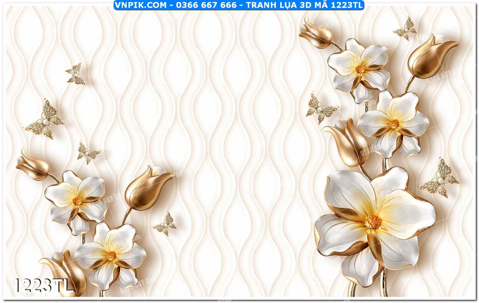 Tranh lụa 3D – Tranh trang trí dán tường 1223TL