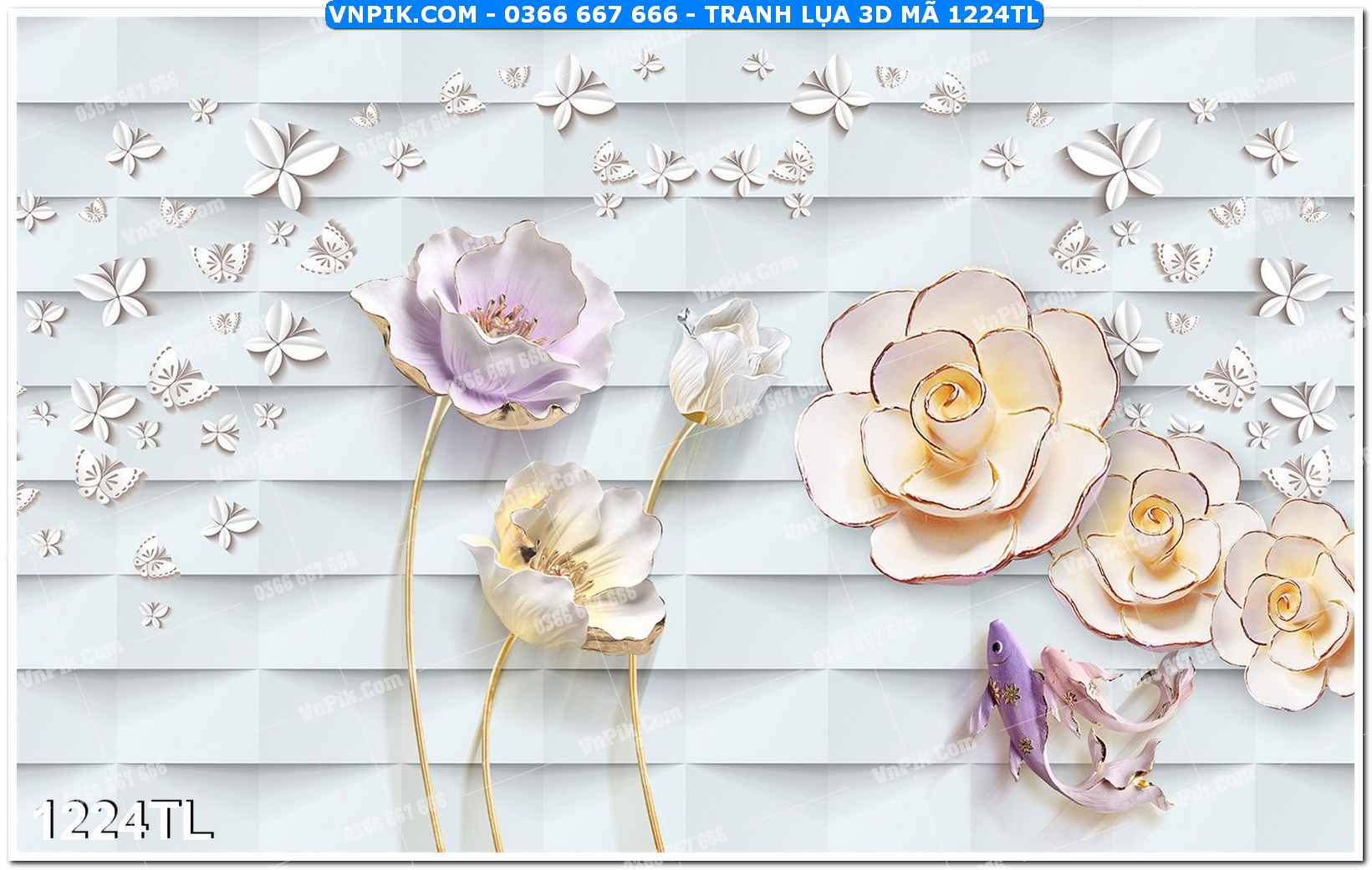 Tranh lụa 3D – Tranh trang trí dán tường 1224TL