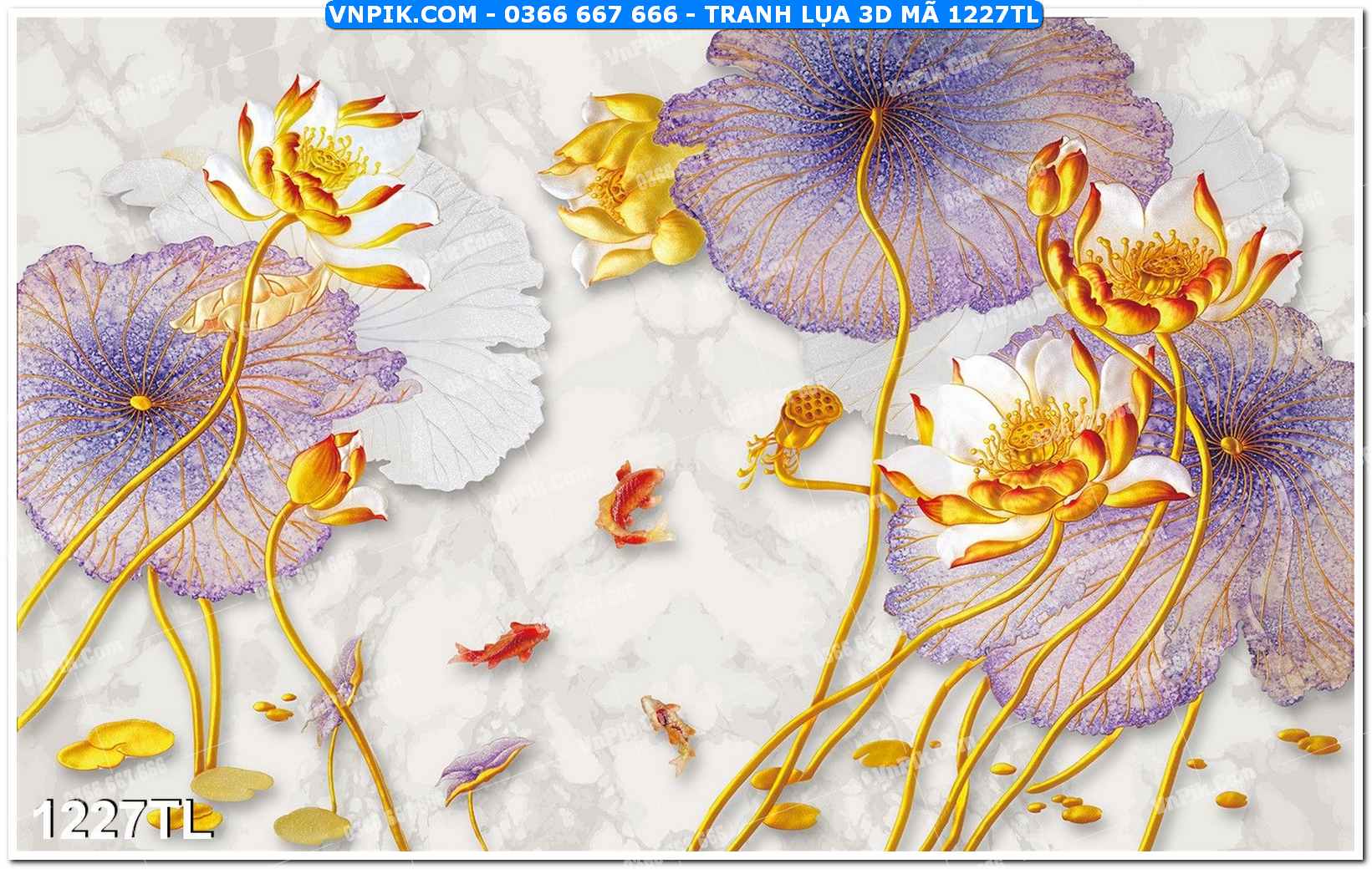 Tranh lụa 3D – Tranh trang trí dán tường 1227TL