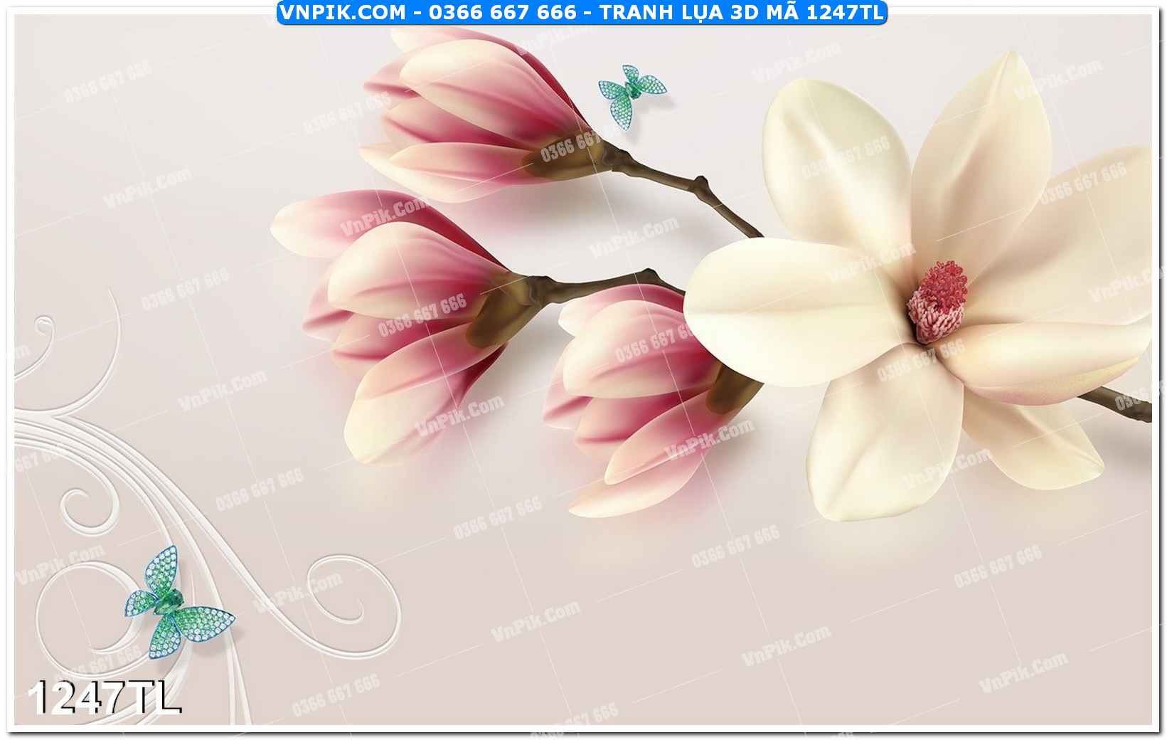 Tranh lụa 3D – Tranh trang trí dán tường 1247TL