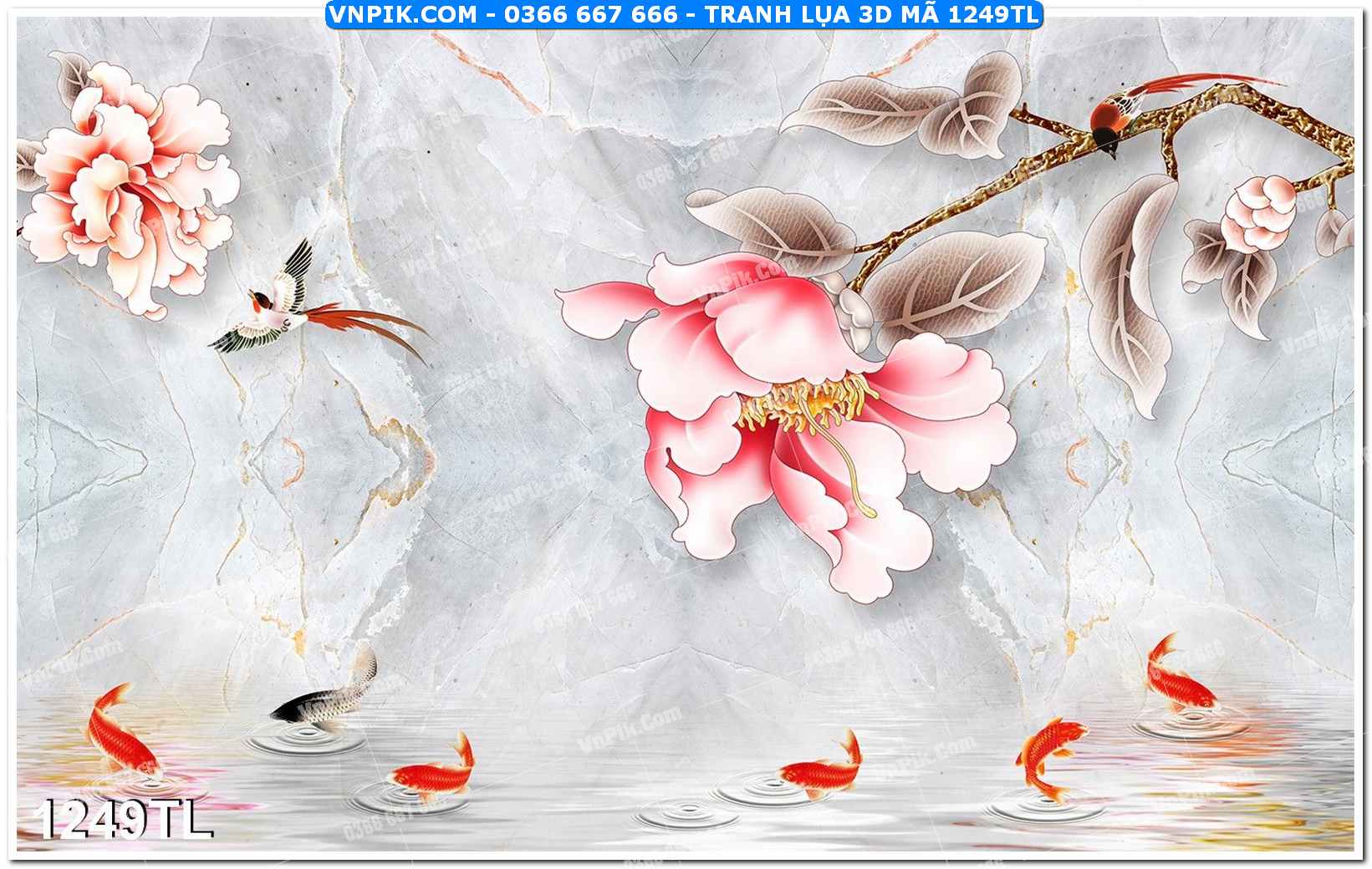 Tranh lụa 3D – Tranh trang trí dán tường 1249TL