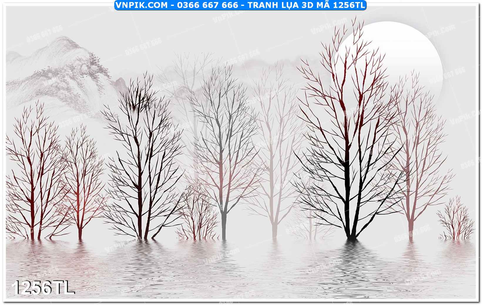 Tranh lụa 3D – Tranh trang trí dán tường 1256TL