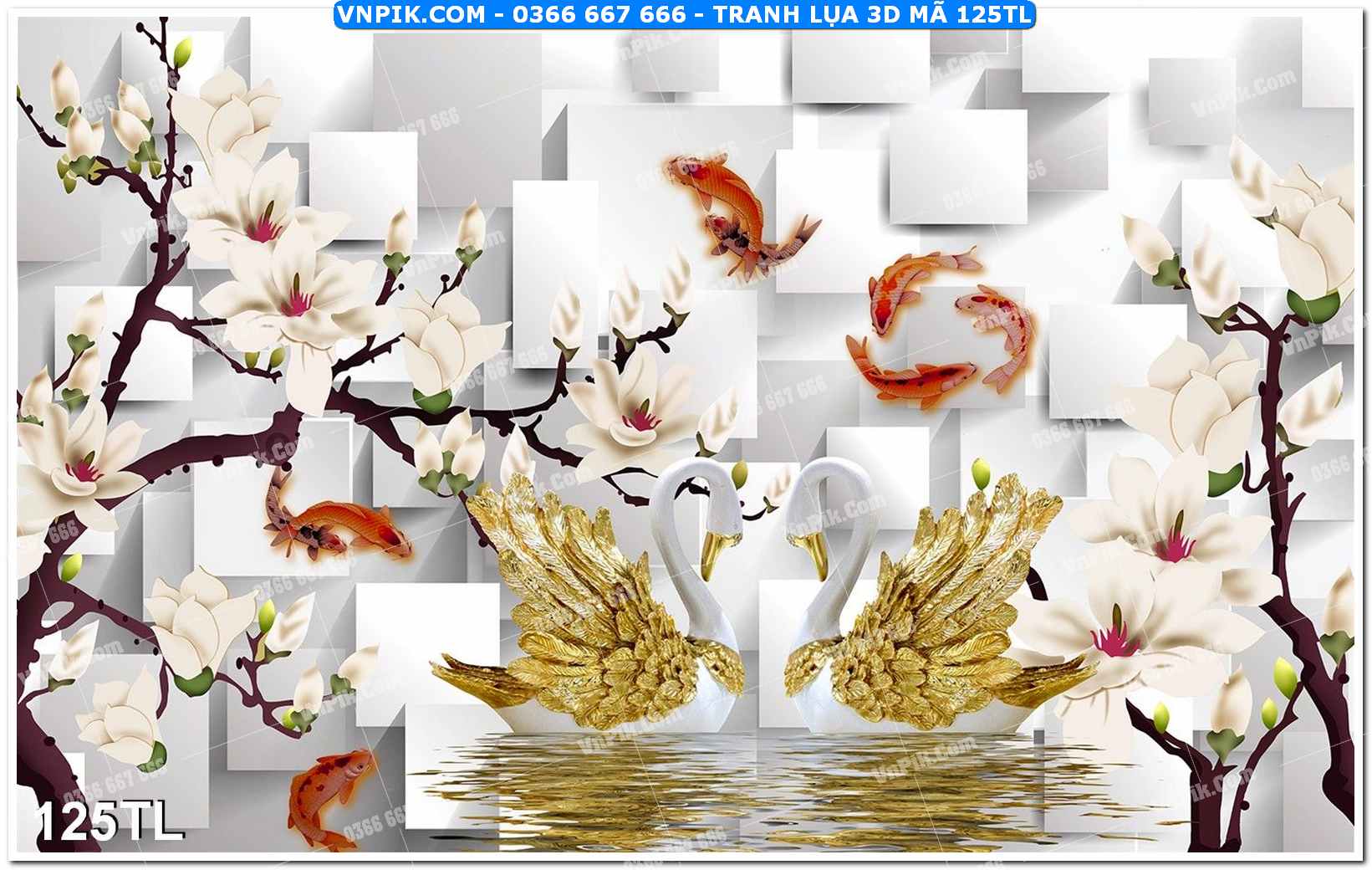 Tranh lụa 3D – Tranh trang trí dán tường 125TL