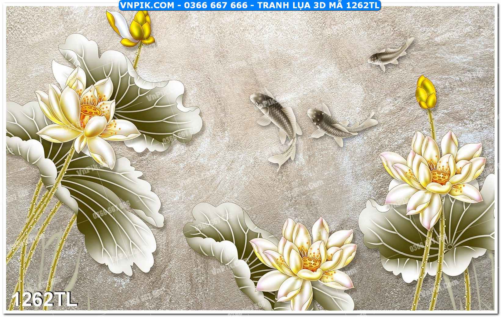 Tranh lụa 3D – Tranh trang trí dán tường 1262TL