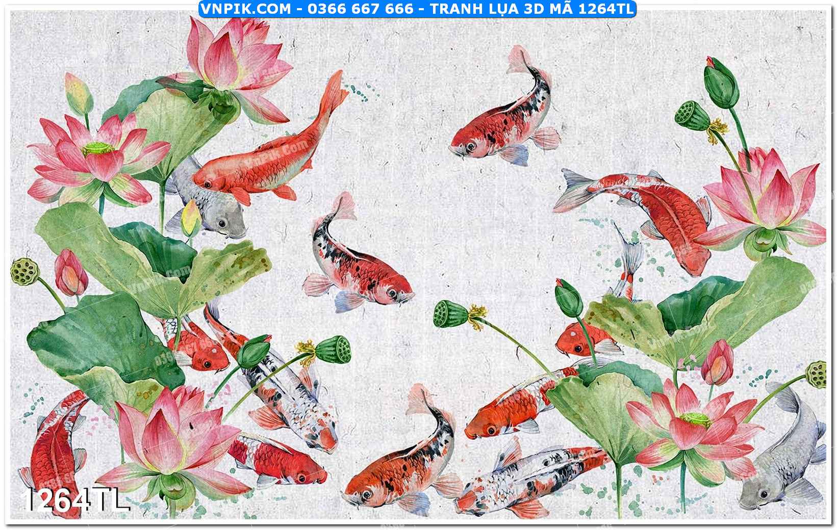 Tranh lụa 3D – Tranh trang trí dán tường 1264TL