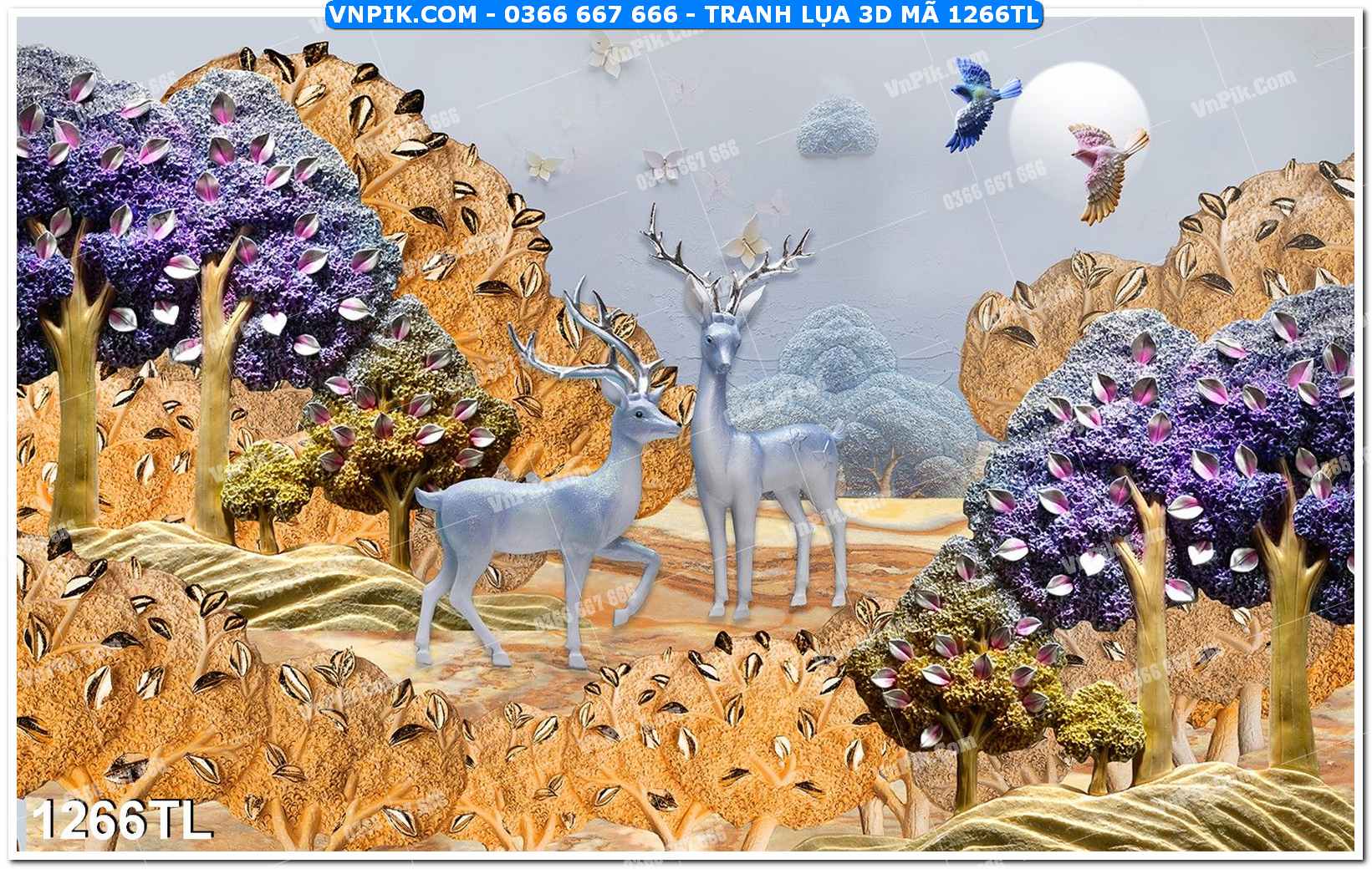 Tranh lụa 3D – Tranh trang trí dán tường 1266TL