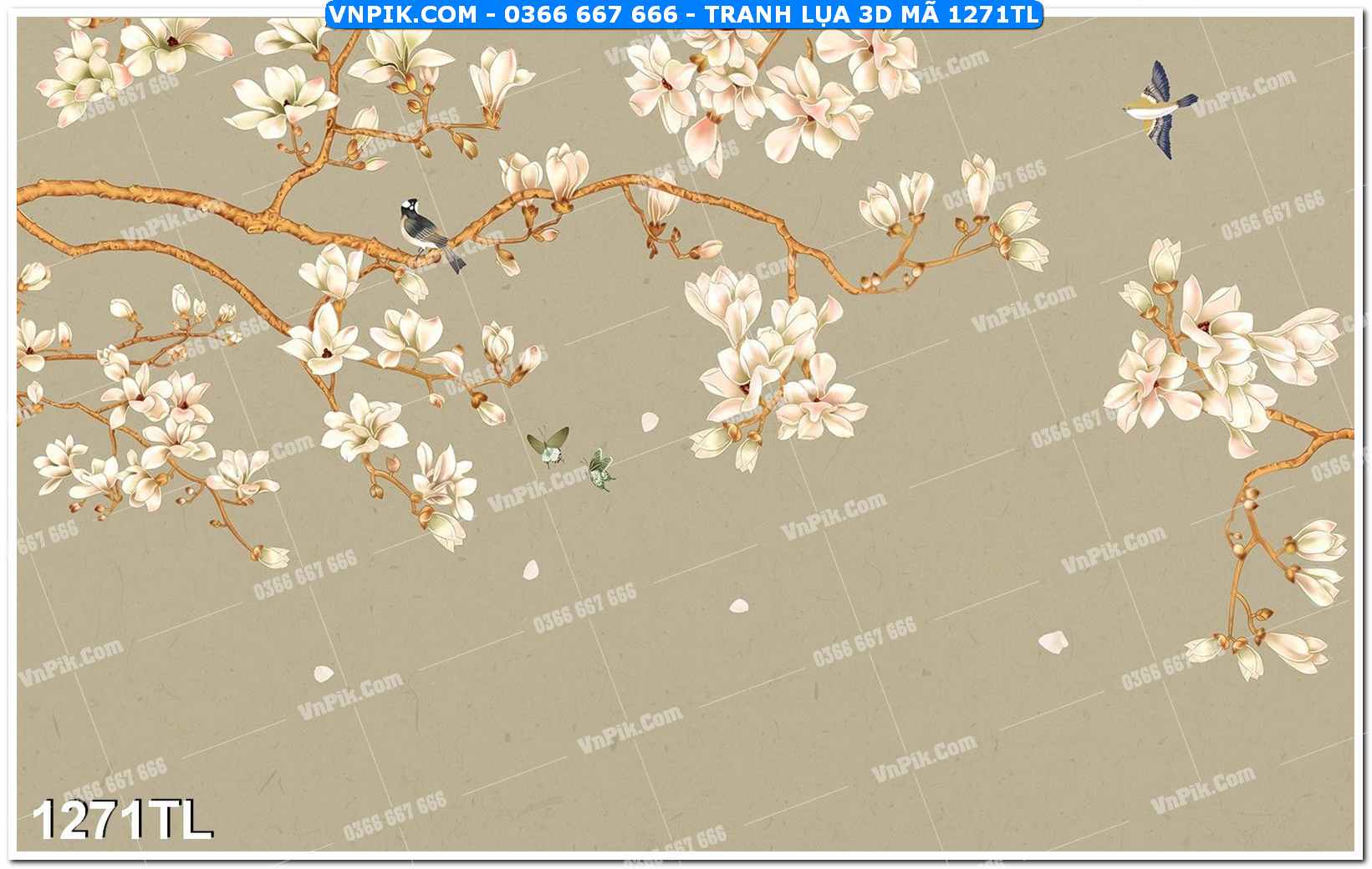 Tranh lụa 3D – Tranh trang trí dán tường 1271TL