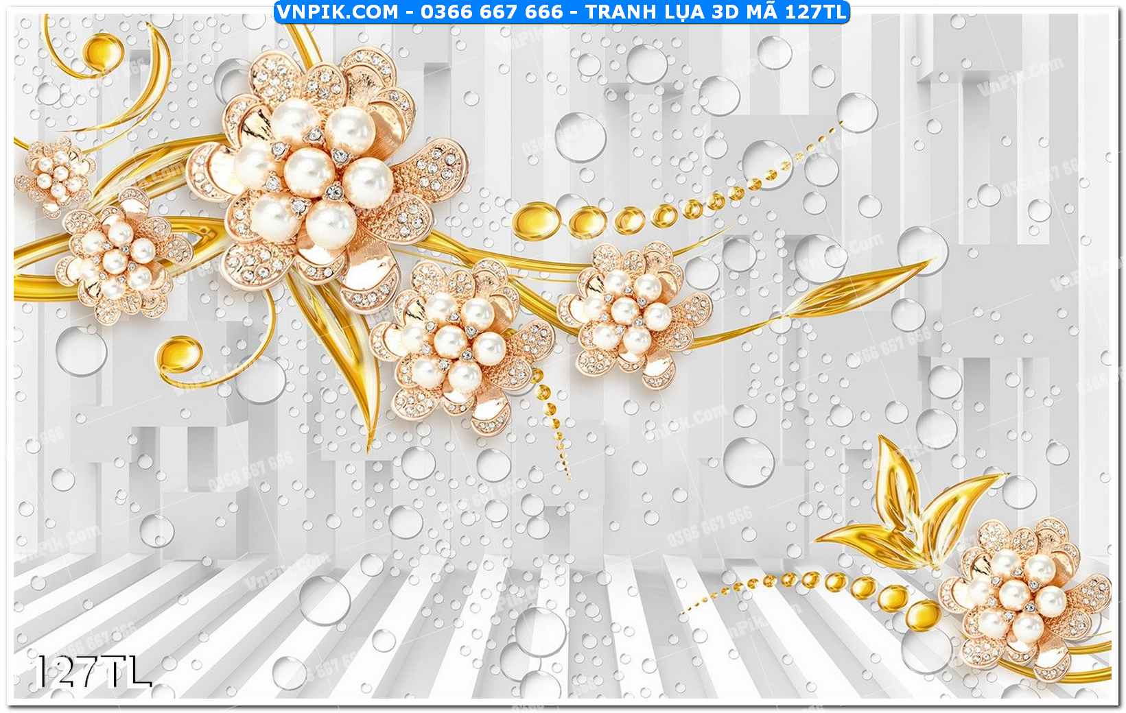 Tranh lụa 3D – Tranh trang trí dán tường 127TL