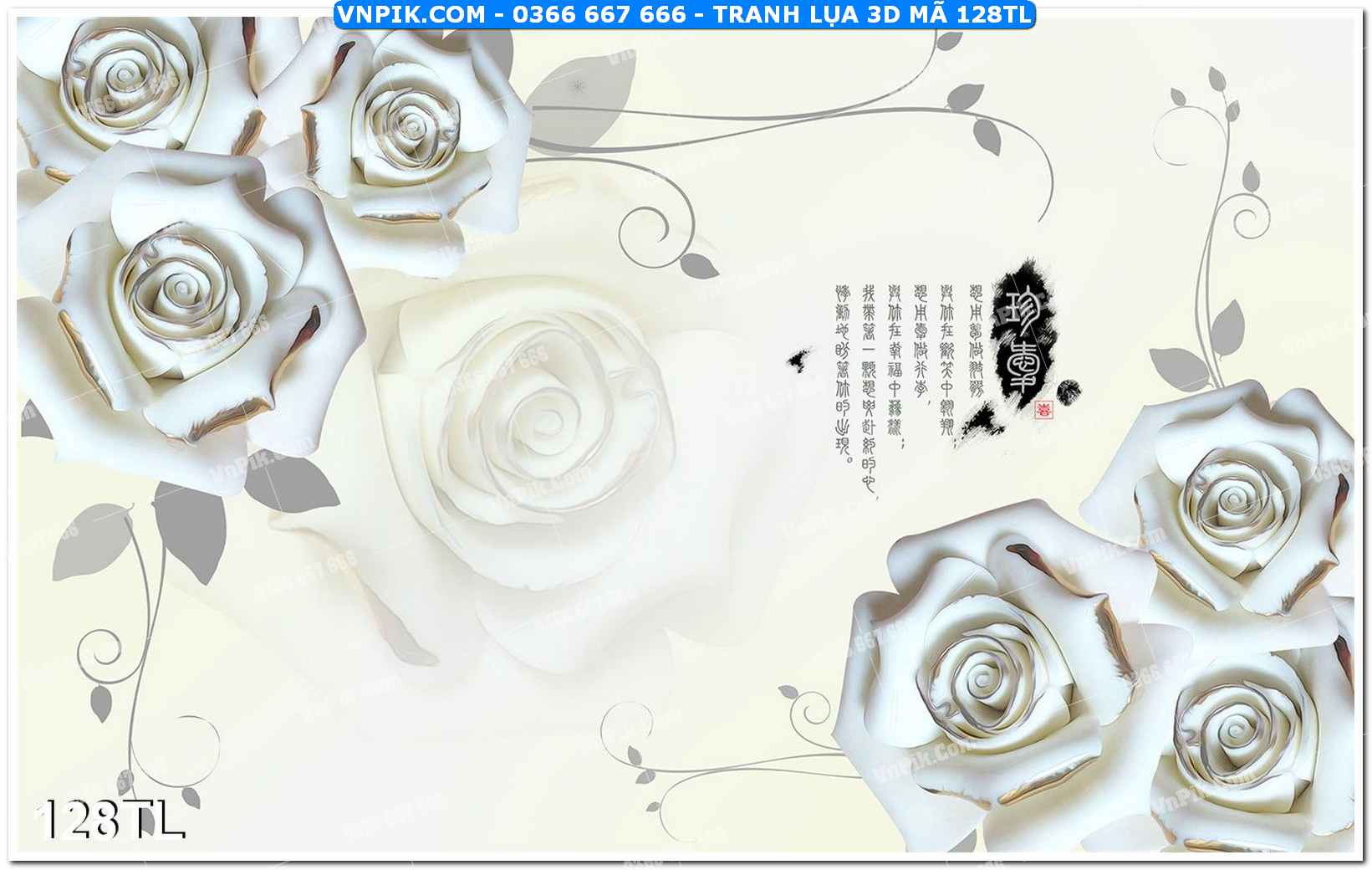 Tranh lụa 3D – Tranh trang trí dán tường 128TL