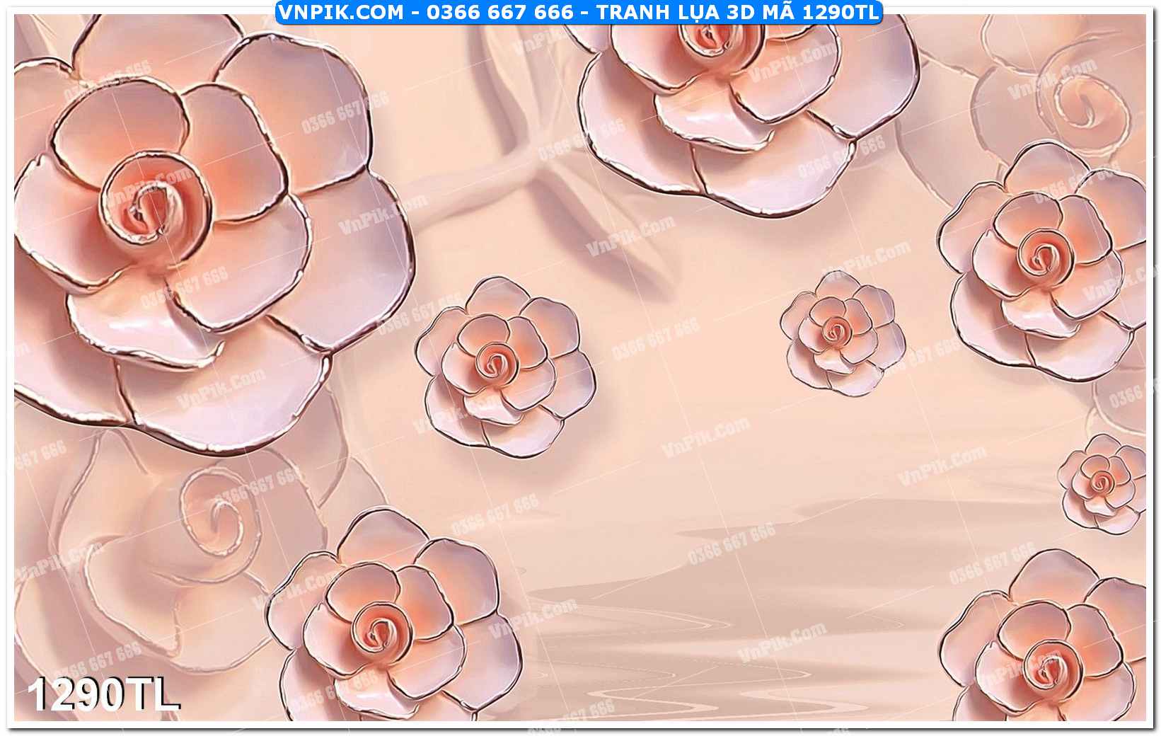 Tranh lụa 3D – Tranh trang trí dán tường 1290TL