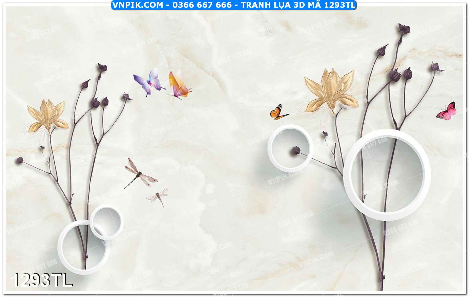 Tranh lụa 3D – Tranh trang trí dán tường 1293TL