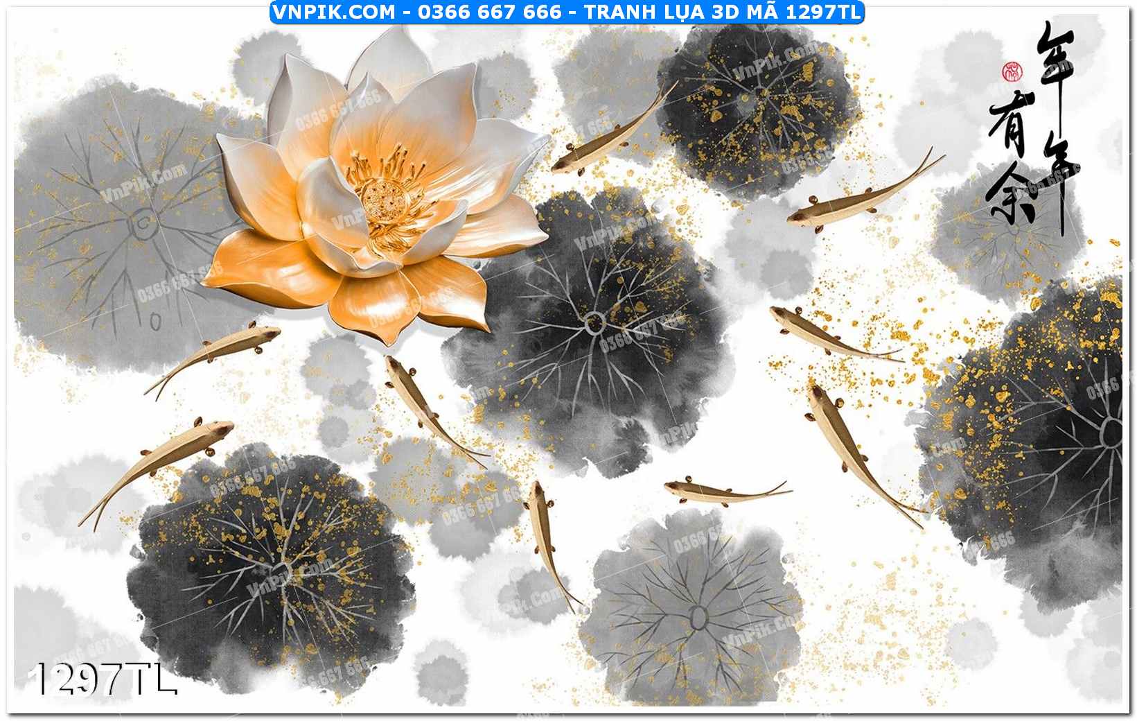 Tranh lụa 3D – Tranh trang trí dán tường 1297TL