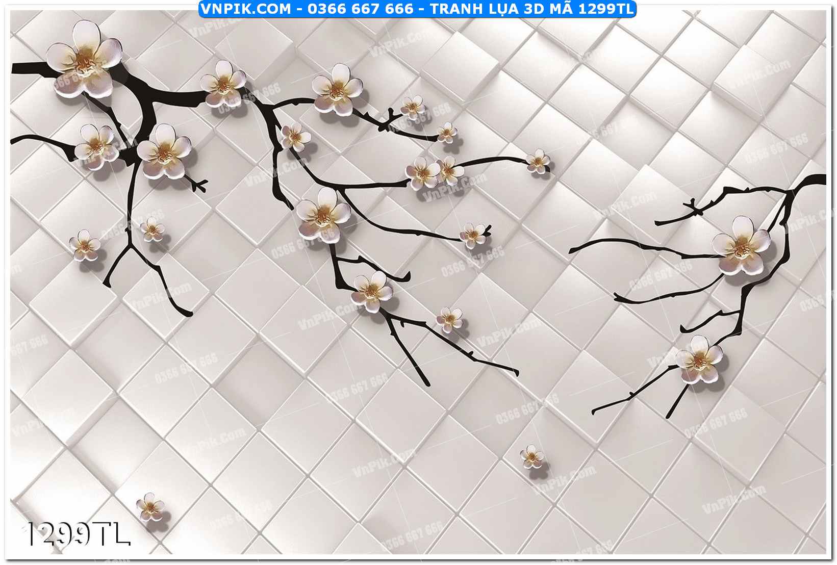 Tranh lụa 3D – Tranh trang trí dán tường 1299TL