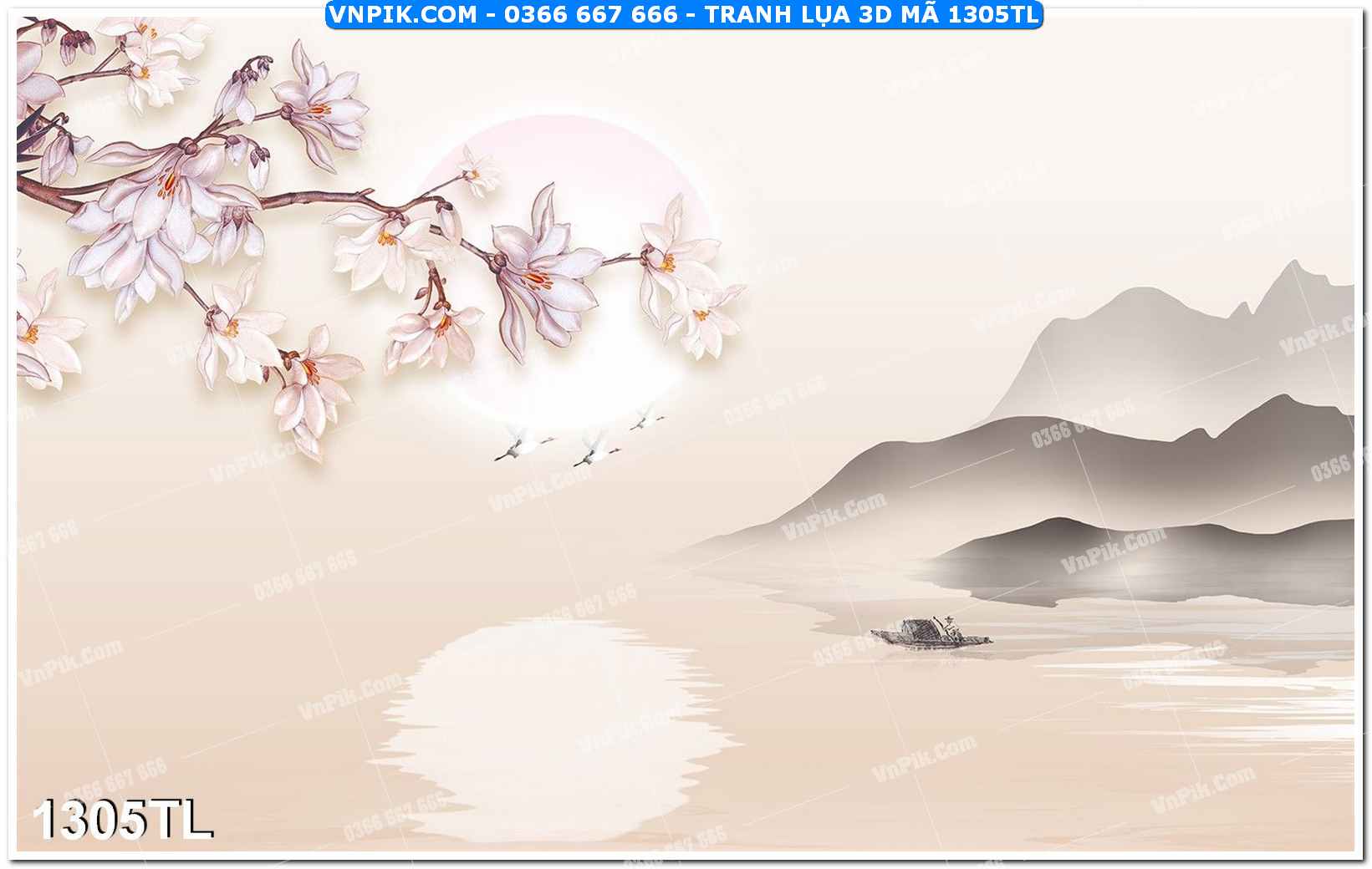 Tranh lụa 3D – Tranh trang trí dán tường 1305TL