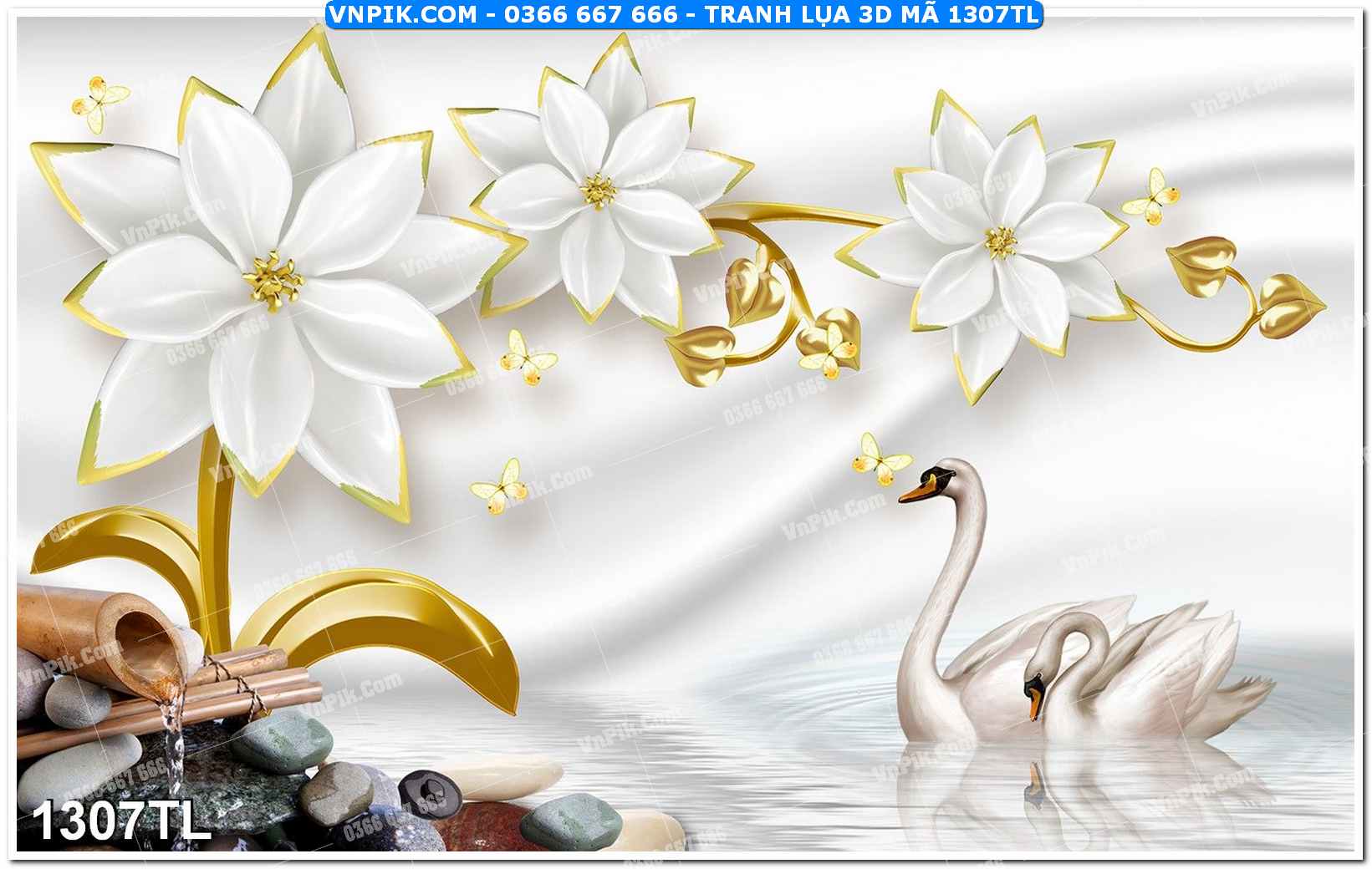 Tranh lụa 3D – Tranh trang trí dán tường 1307TL