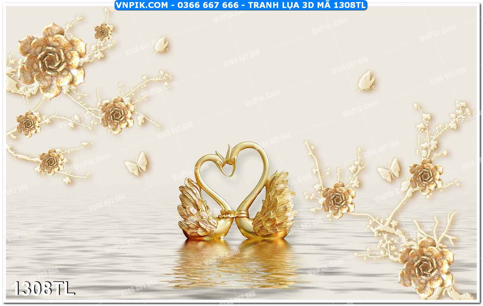 Tranh lụa 3D – Tranh trang trí dán tường 1308TL