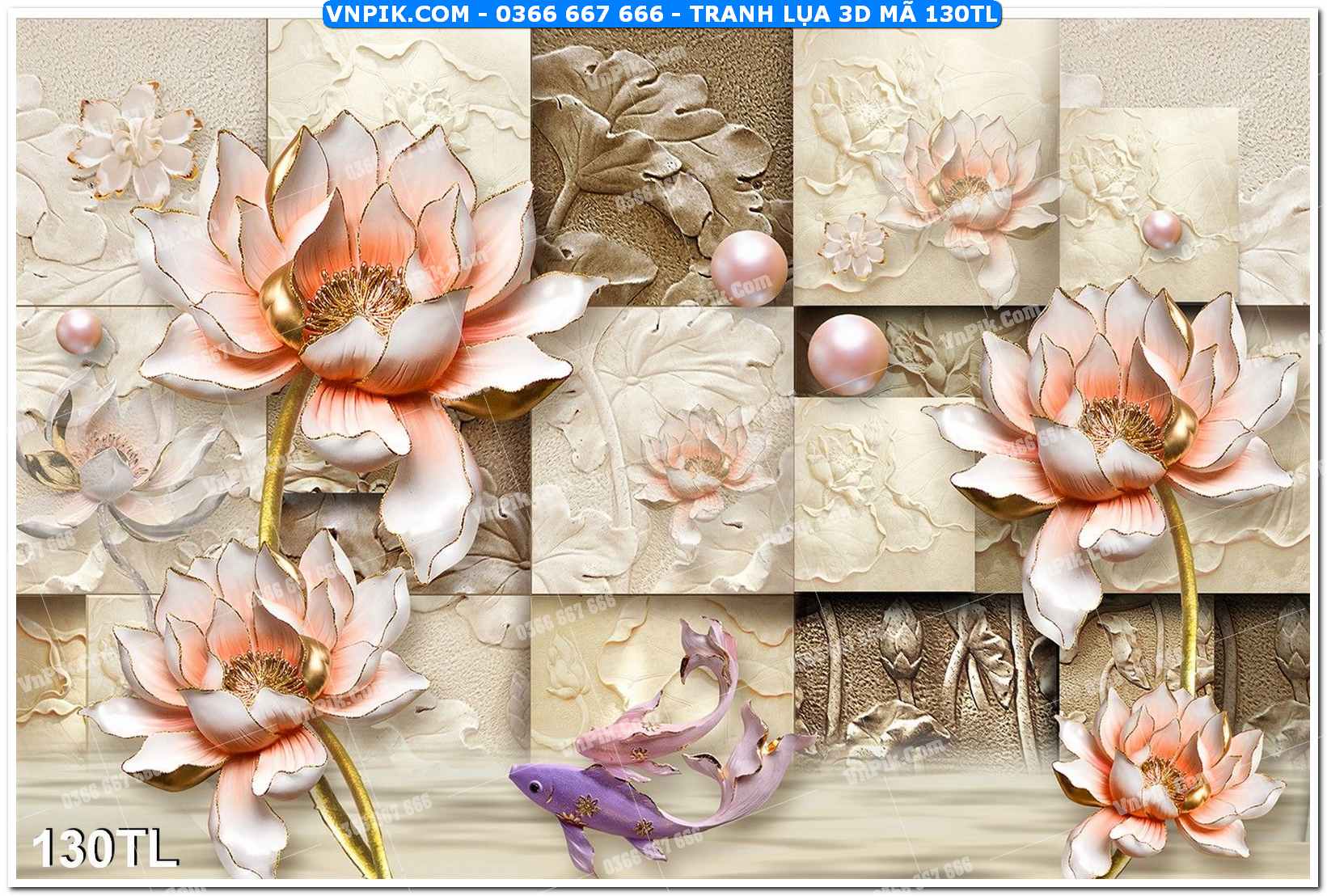 Tranh lụa 3D – Tranh trang trí dán tường 130TL