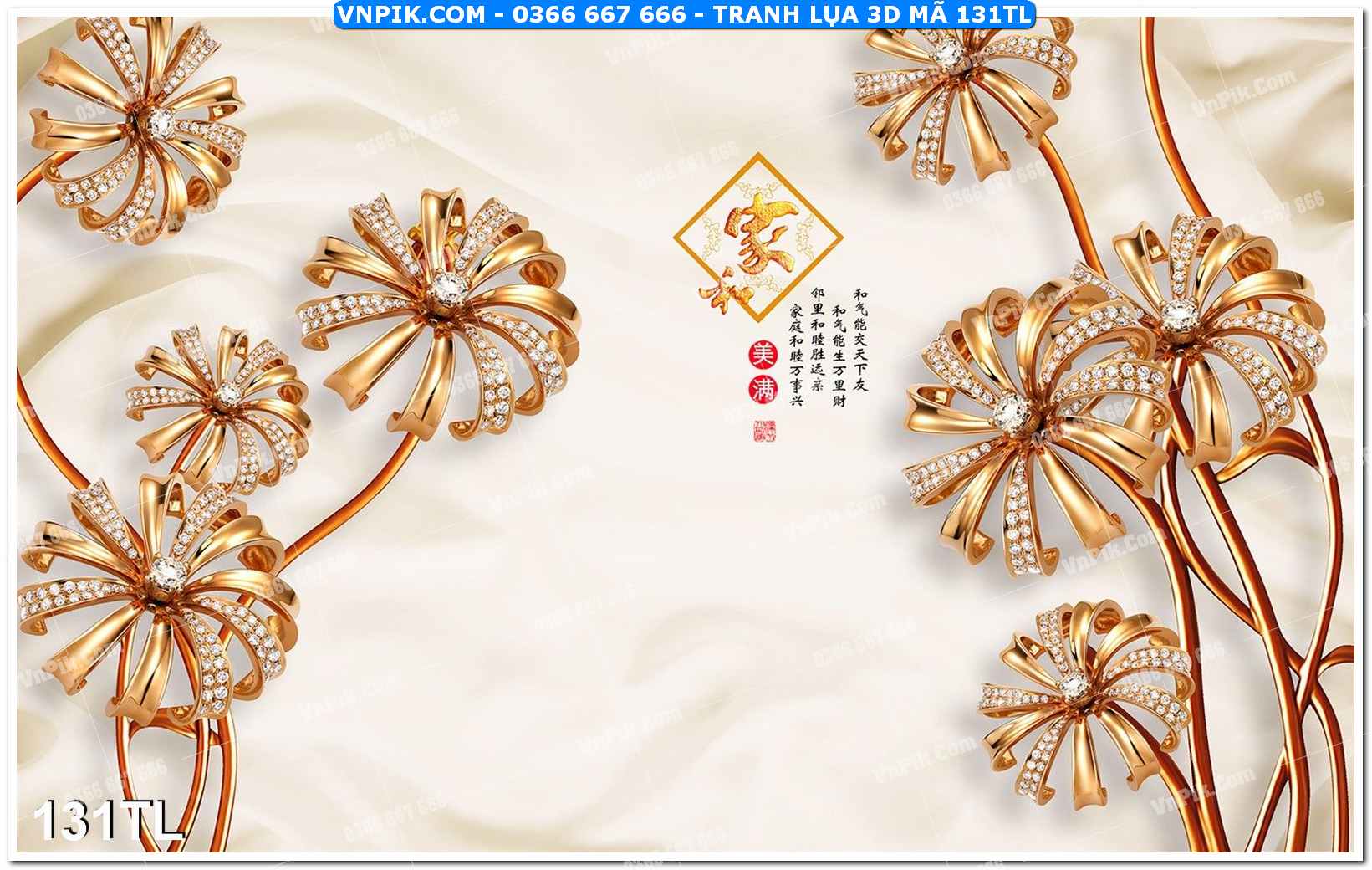 Tranh lụa 3D – Tranh trang trí dán tường 131TL