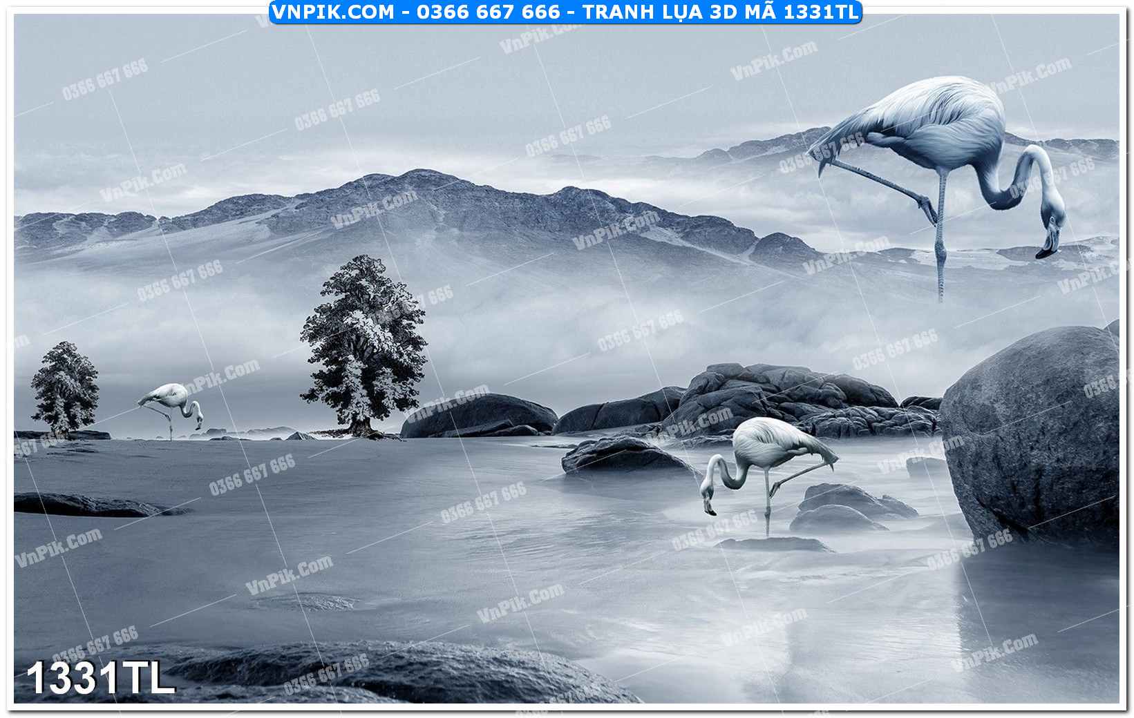 Tranh lụa 3D – Tranh trang trí dán tường 1331TL