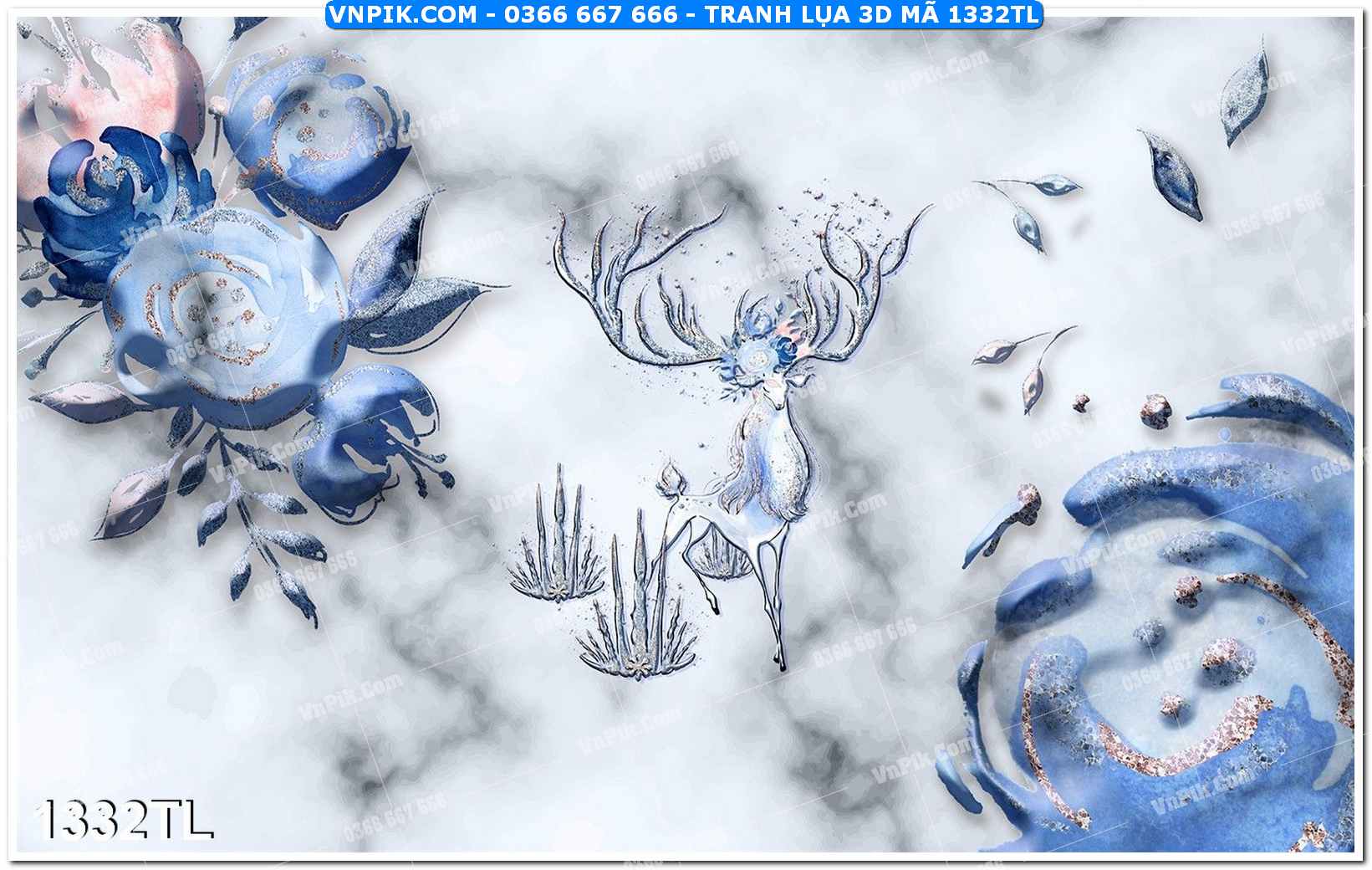 Tranh lụa 3D – Tranh trang trí dán tường 1332TL