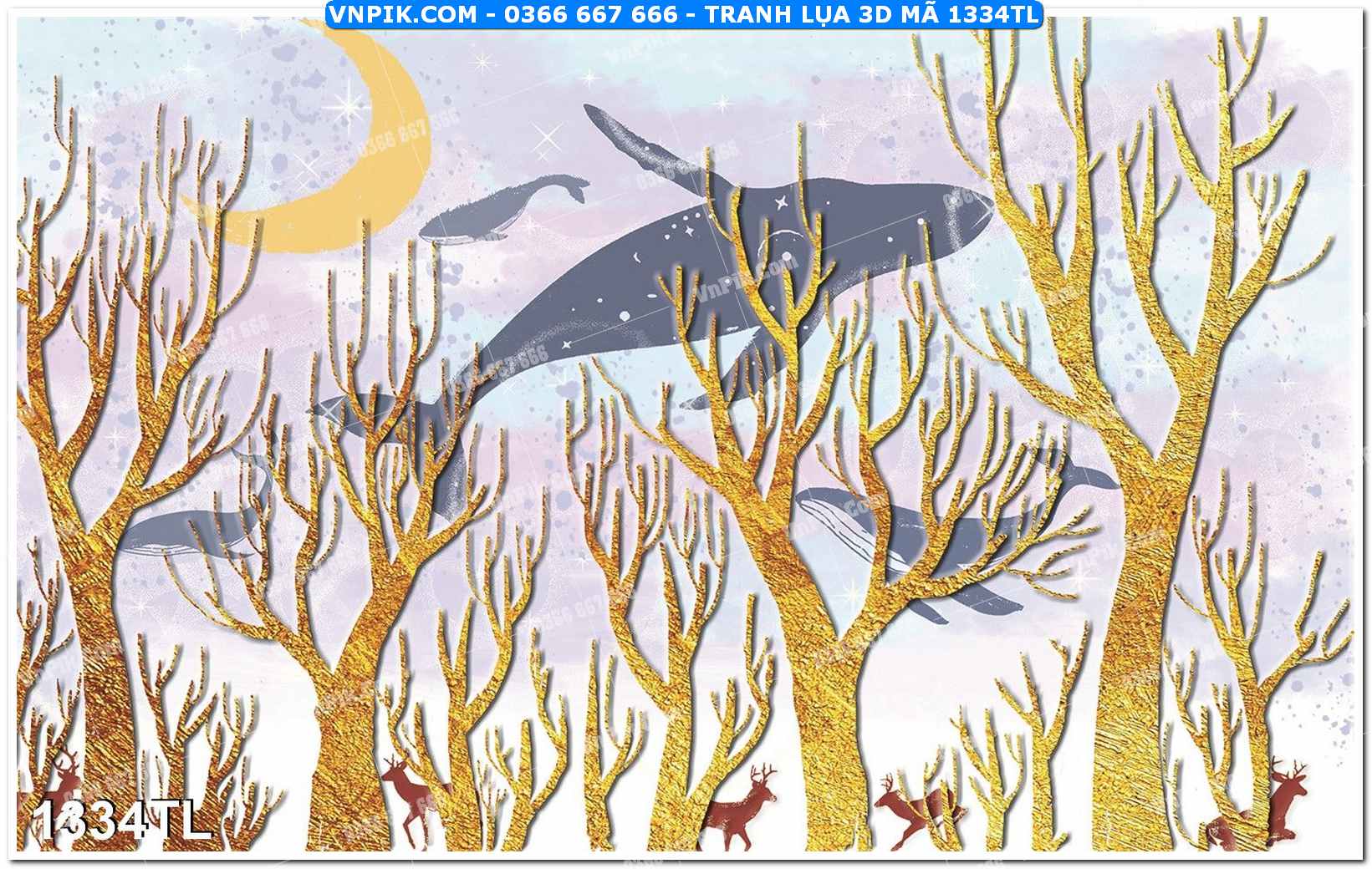 Tranh lụa 3D – Tranh trang trí dán tường 1334TL