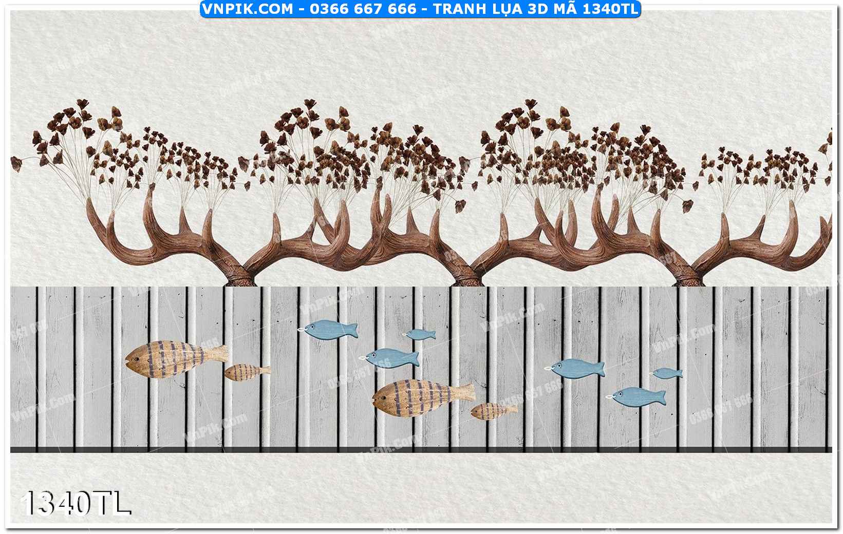 Tranh lụa 3D – Tranh trang trí dán tường 1340TL