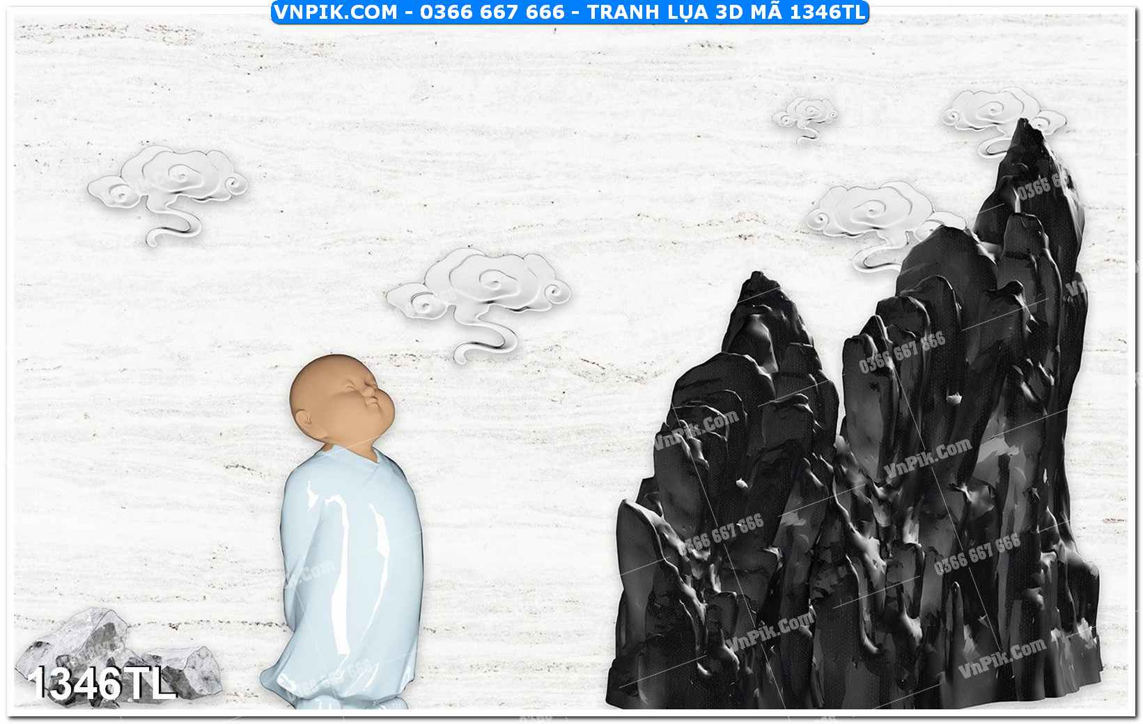 Tranh lụa 3D – Tranh trang trí dán tường 1346TL