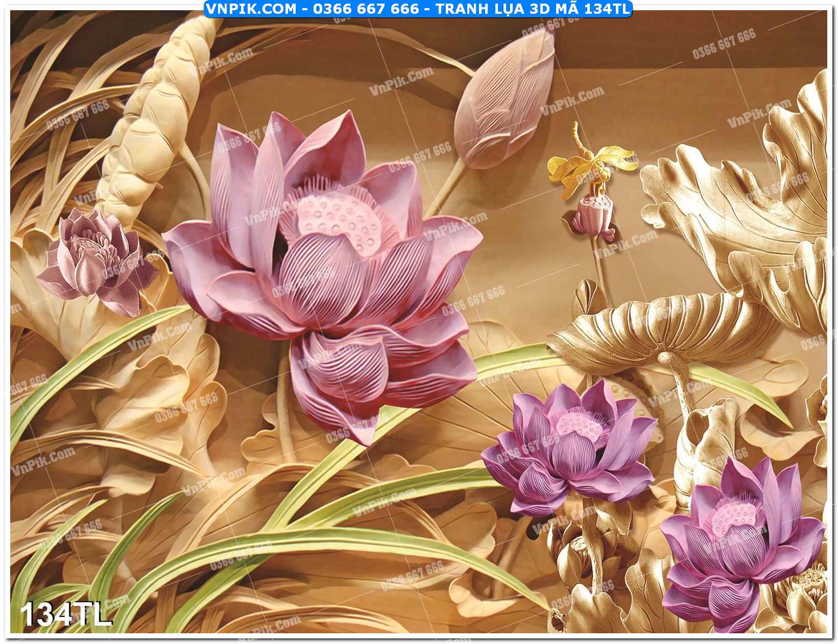 Tranh lụa 3D – Tranh trang trí dán tường 134TL