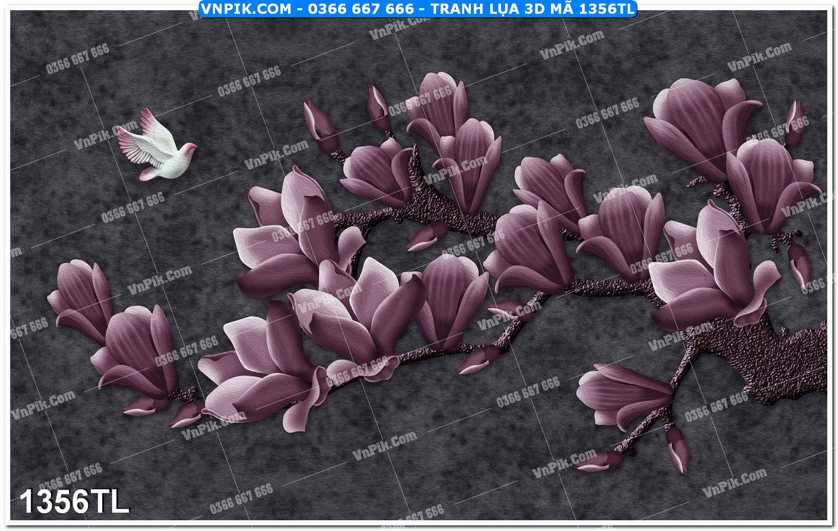 Tranh lụa 3D – Tranh trang trí dán tường 1356TL