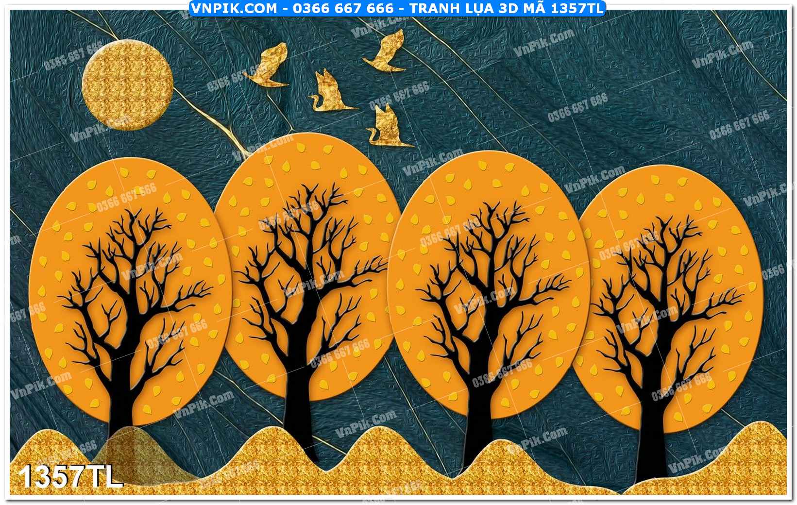 Tranh lụa 3D – Tranh trang trí dán tường 1357TL