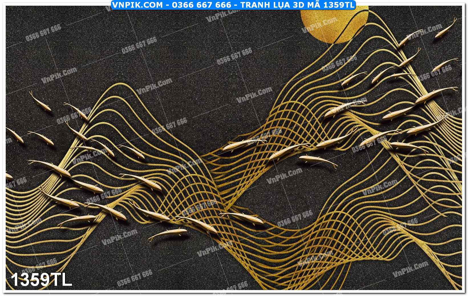 Tranh lụa 3D – Tranh trang trí dán tường 1359TL