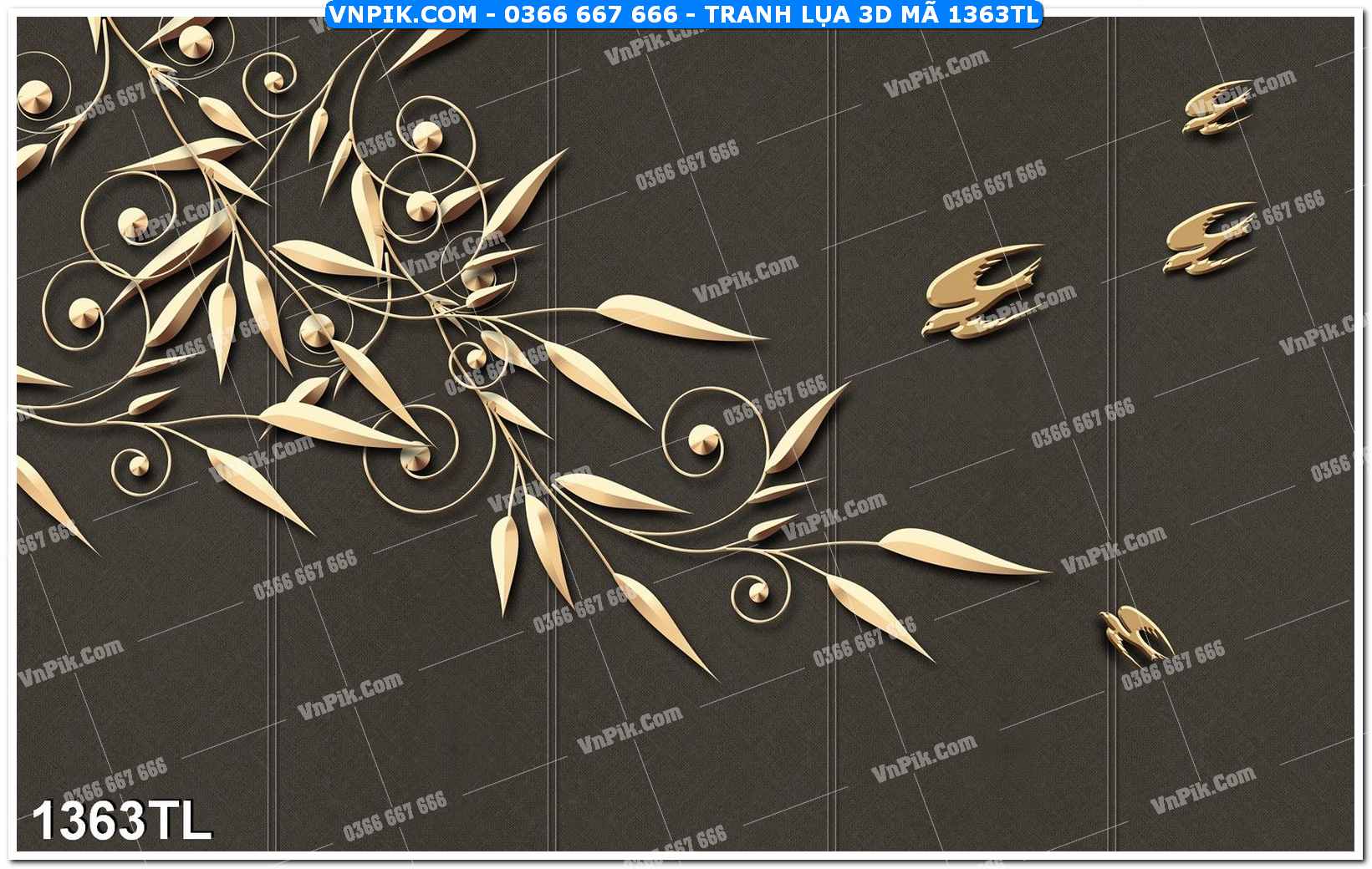 Tranh lụa 3D – Tranh trang trí dán tường 1363TL