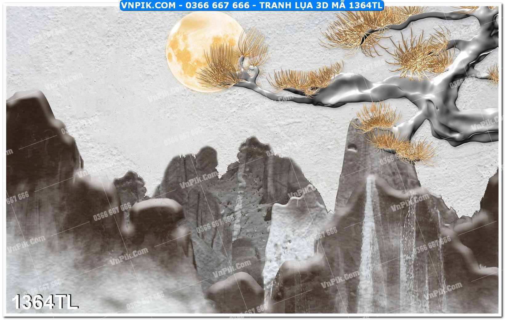 Tranh lụa 3D – Tranh trang trí dán tường 1364TL