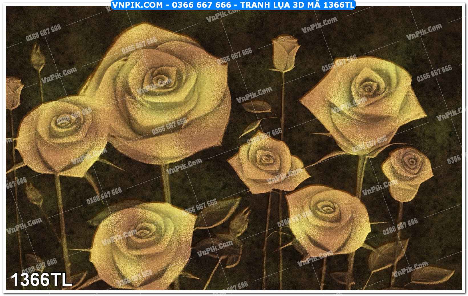 Tranh lụa 3D – Tranh trang trí dán tường 1366TL