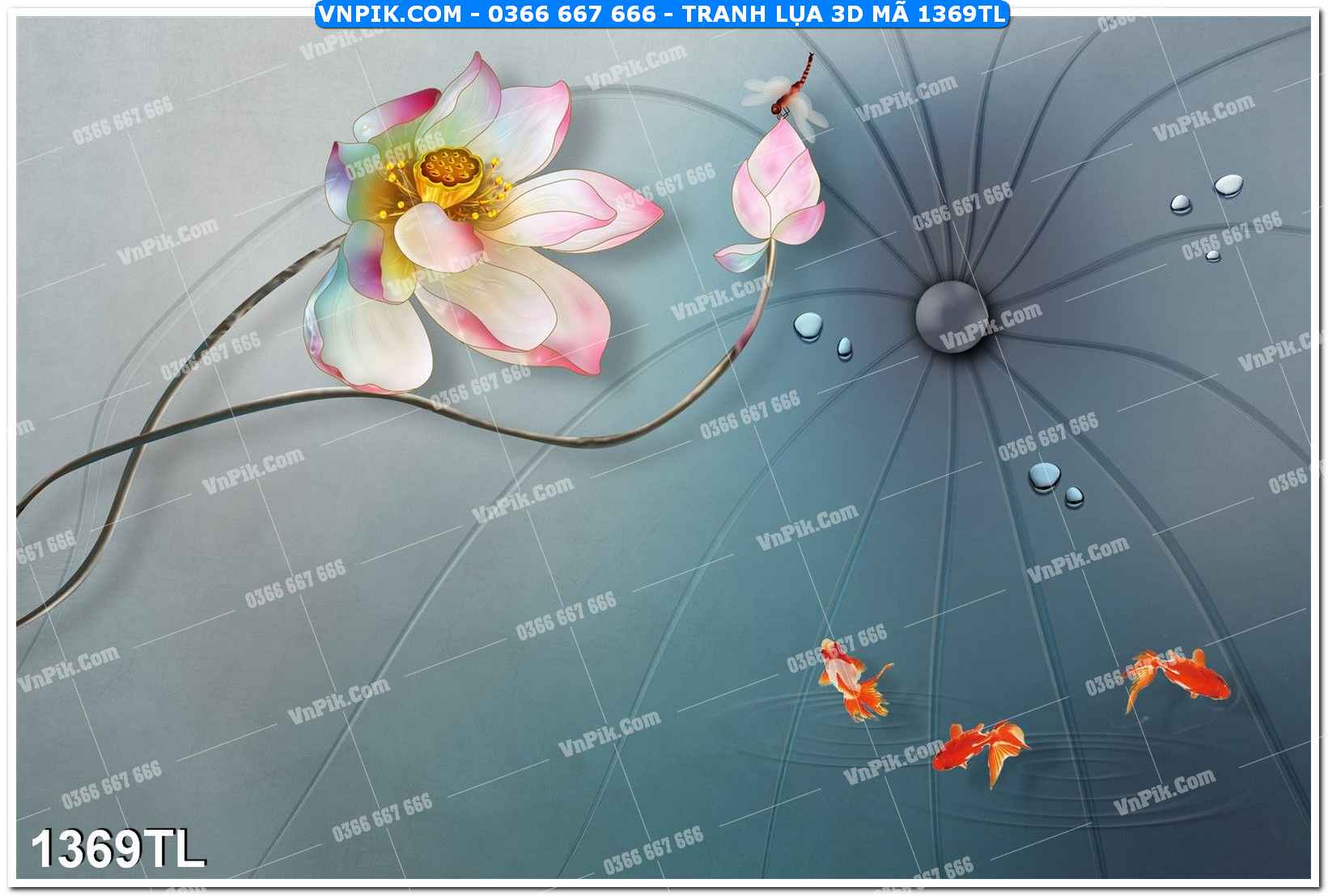 Tranh lụa 3D – Tranh trang trí dán tường 1369TL